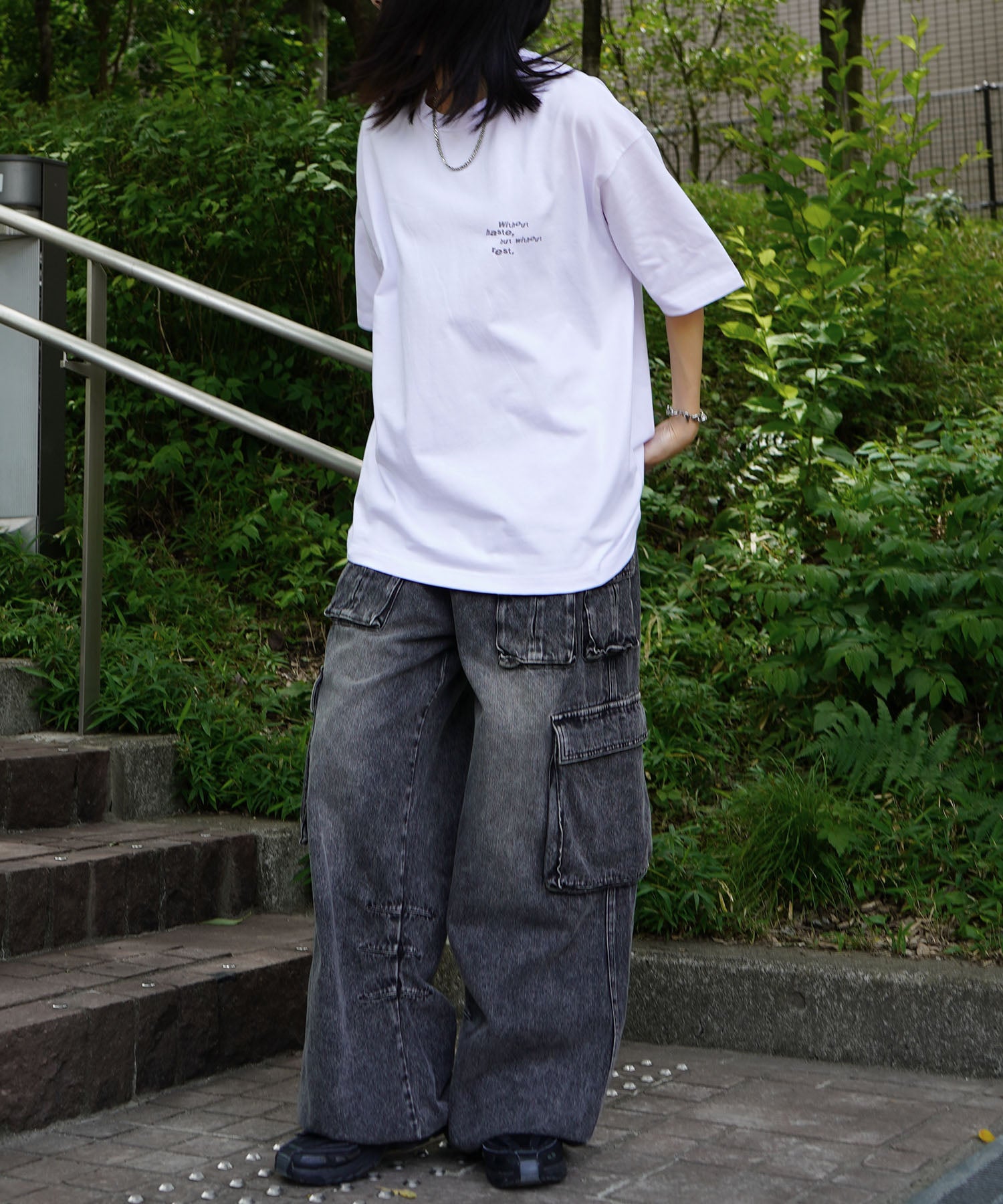 25SS ビッグシルエット プレーティング グラフィック プリント 半袖Tシャツ