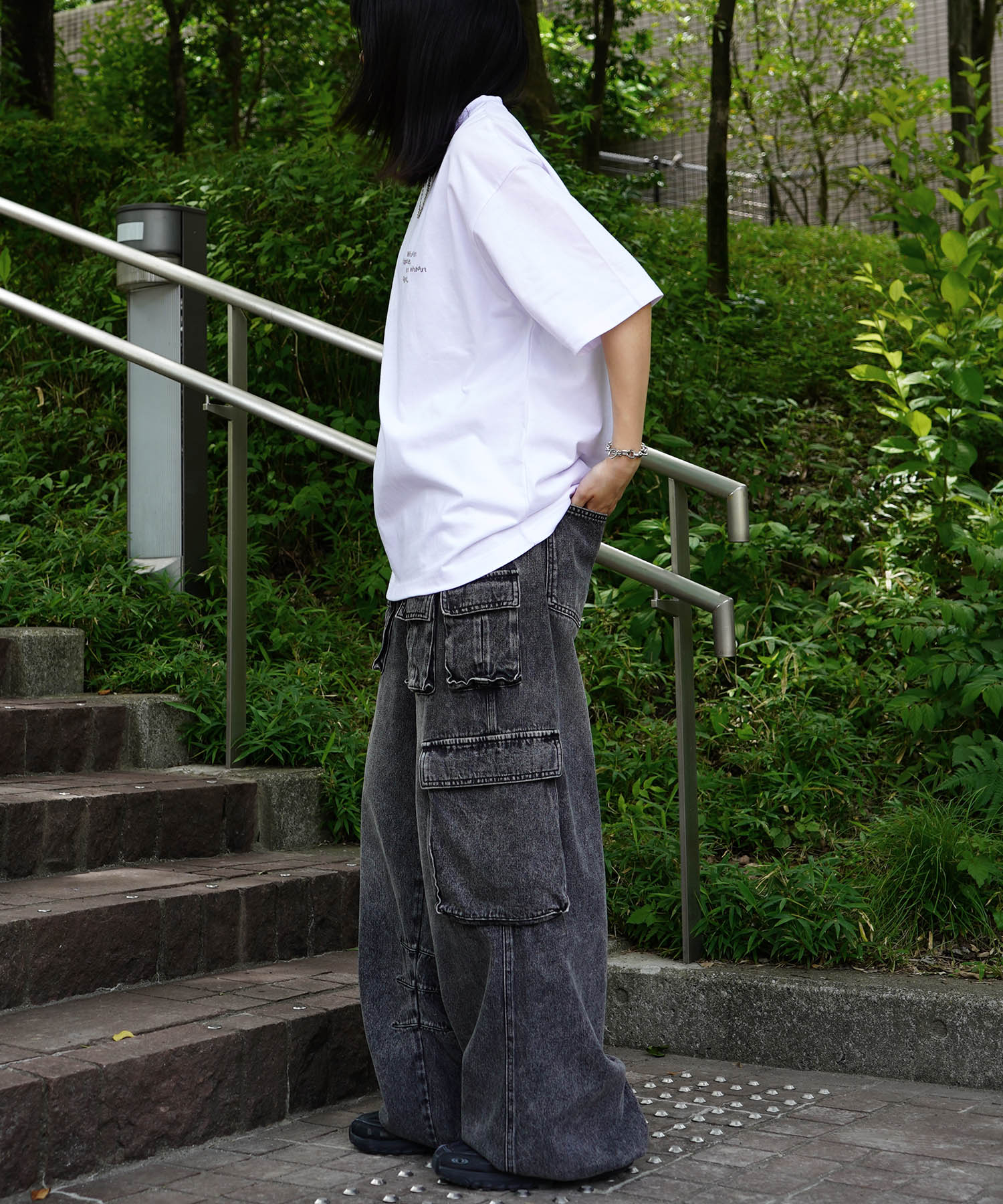 25SS ビッグシルエット プレーティング グラフィック プリント 半袖Tシャツ