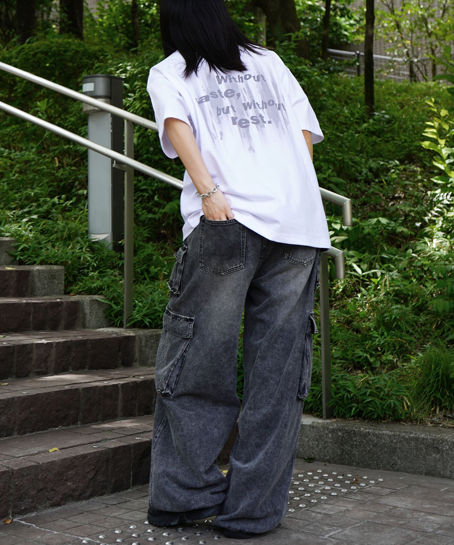 25SS ビッグシルエット プレーティング グラフィック プリント 半袖Tシャツ