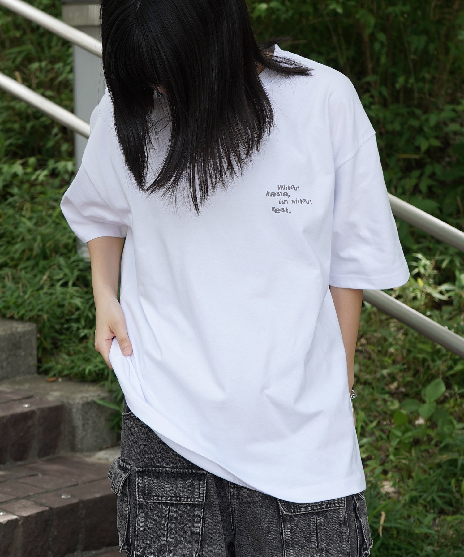 25SS ビッグシルエット プレーティング グラフィック プリント 半袖Tシャツ