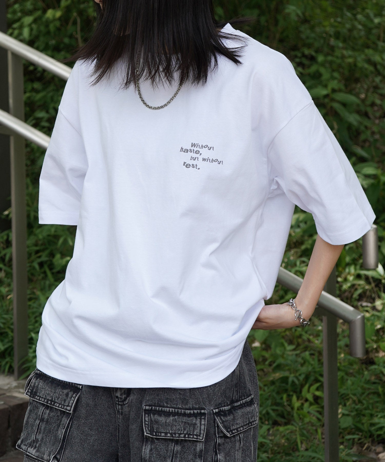 25SS ビッグシルエット プレーティング グラフィック プリント 半袖Tシャツ