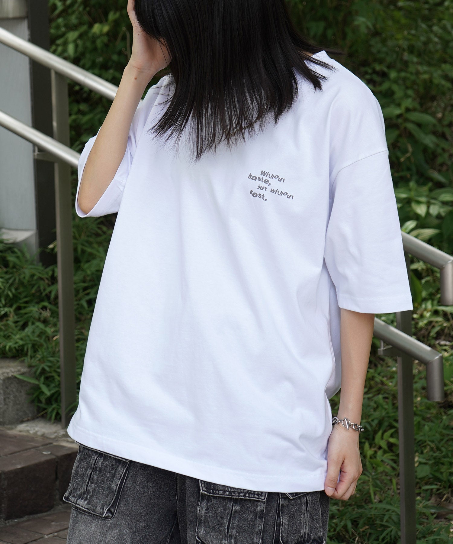 25SS ビッグシルエット プレーティング グラフィック プリント 半袖Tシャツ