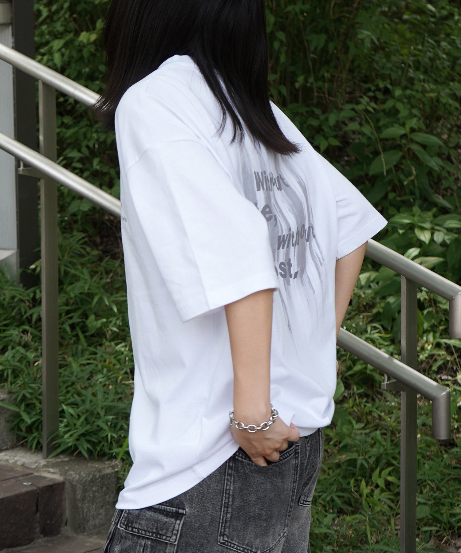 25SS ビッグシルエット プレーティング グラフィック プリント 半袖Tシャツ
