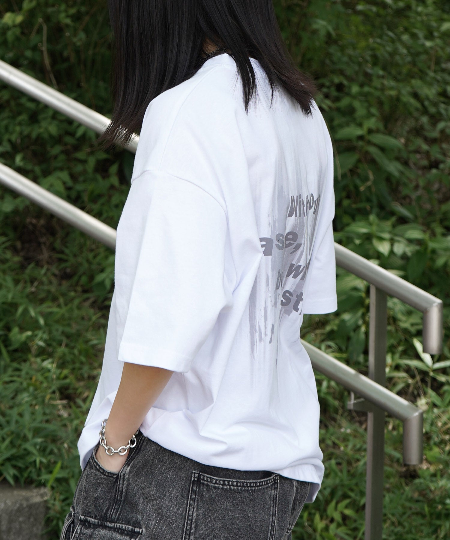 25SS ビッグシルエット プレーティング グラフィック プリント 半袖Tシャツ