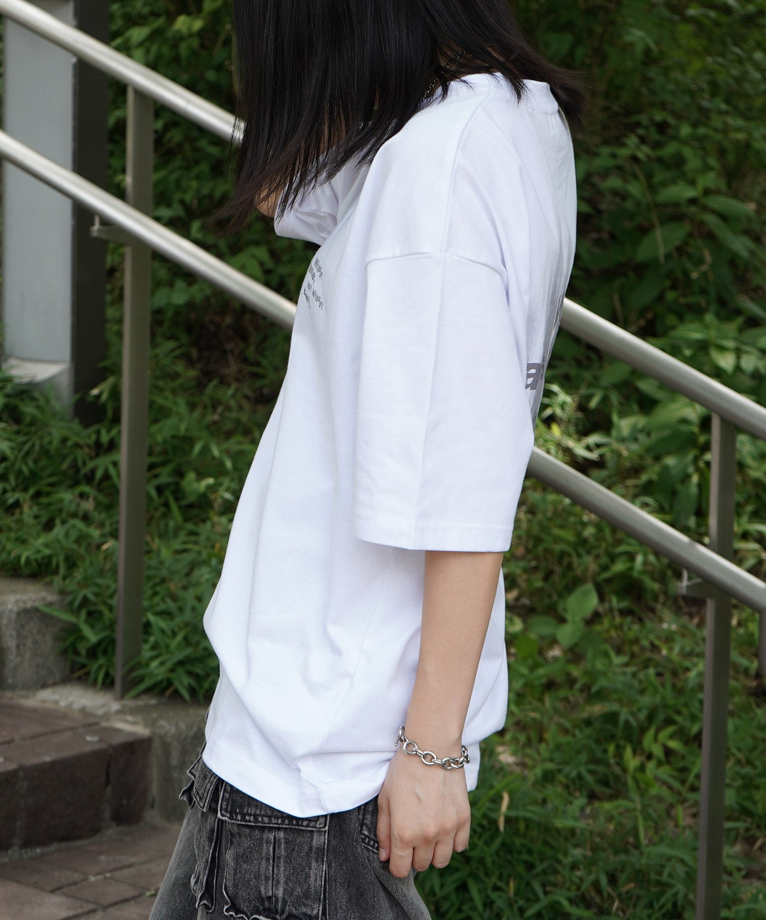 25SS ビッグシルエット プレーティング グラフィック プリント 半袖Tシャツ