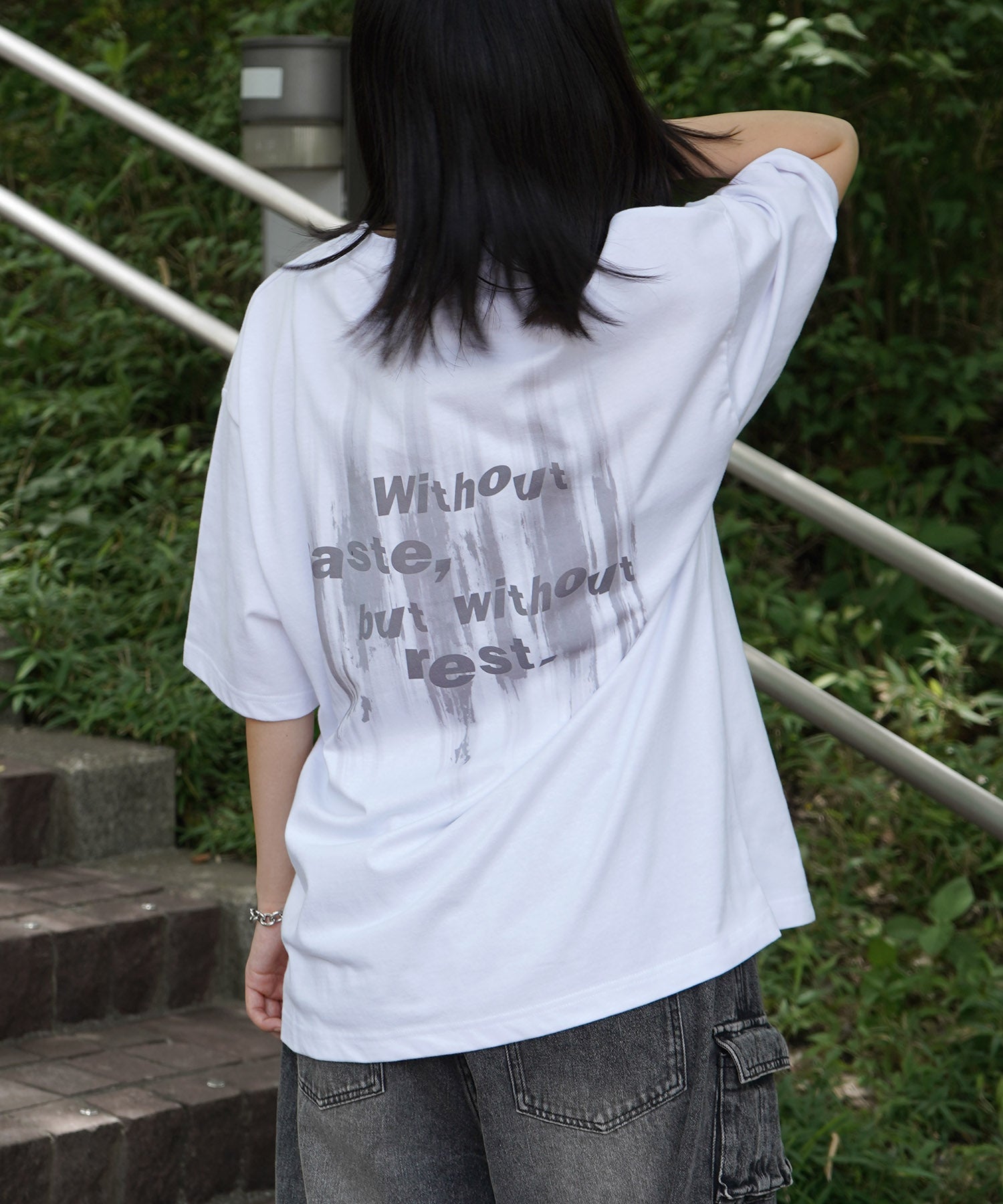 25SS ビッグシルエット プレーティング グラフィック プリント 半袖Tシャツ