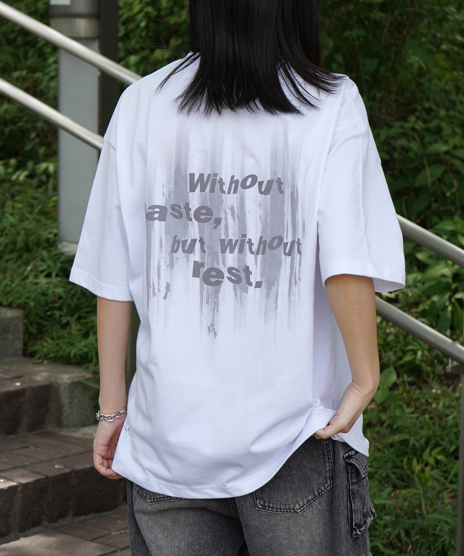 25SS ビッグシルエット プレーティング グラフィック プリント 半袖Tシャツ