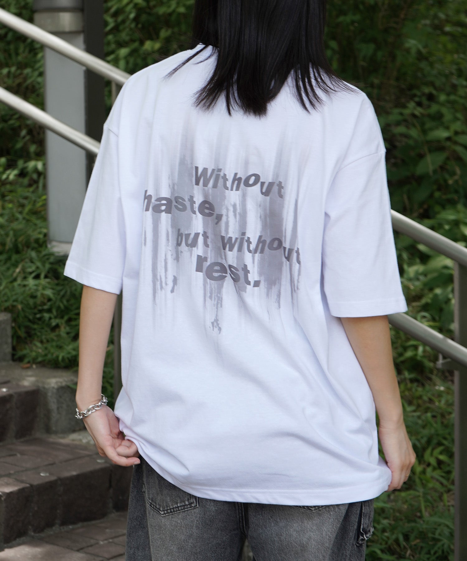 25SS ビッグシルエット プレーティング グラフィック プリント 半袖Tシャツ