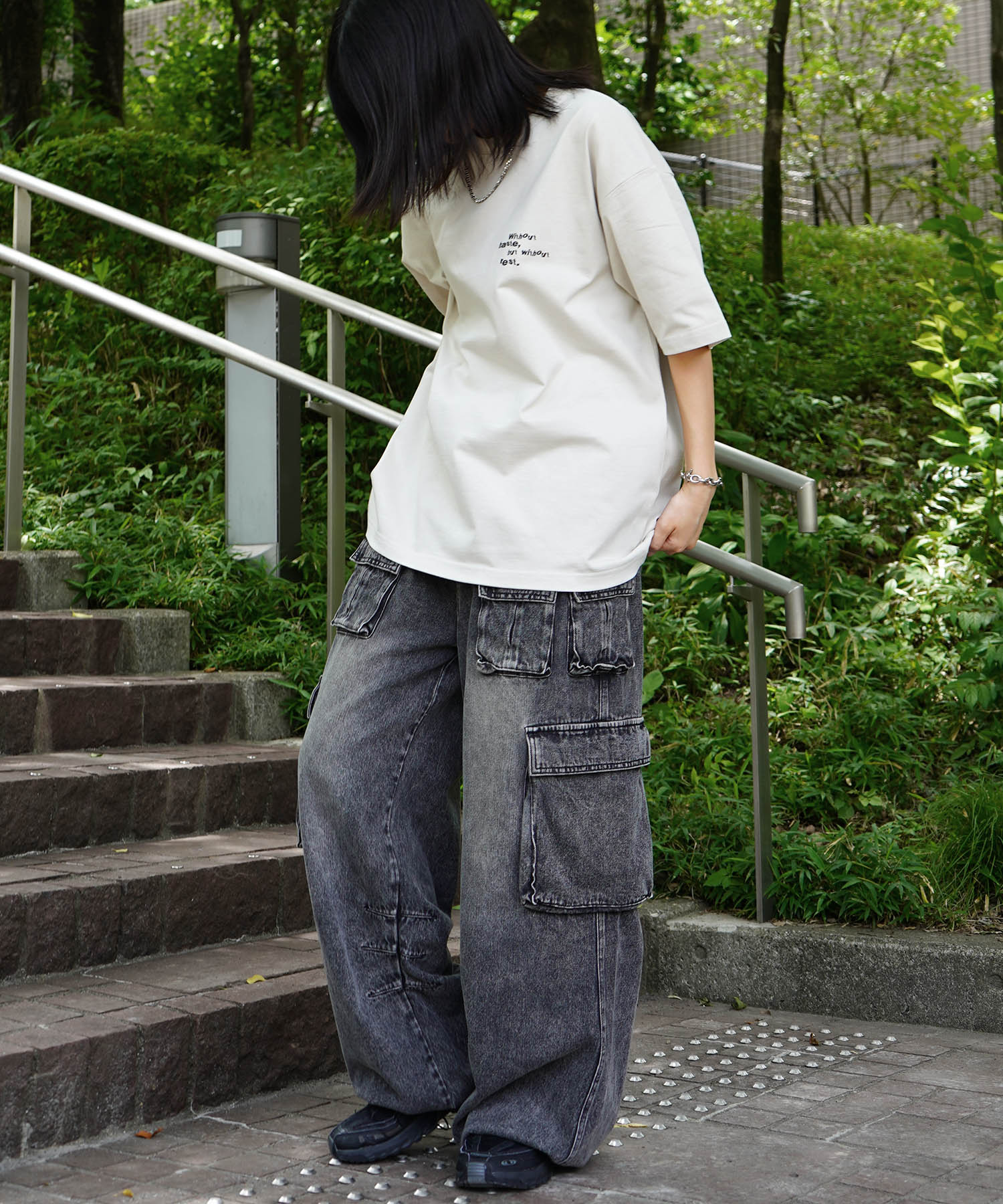 25SS ビッグシルエット プレーティング グラフィック プリント 半袖Tシャツ