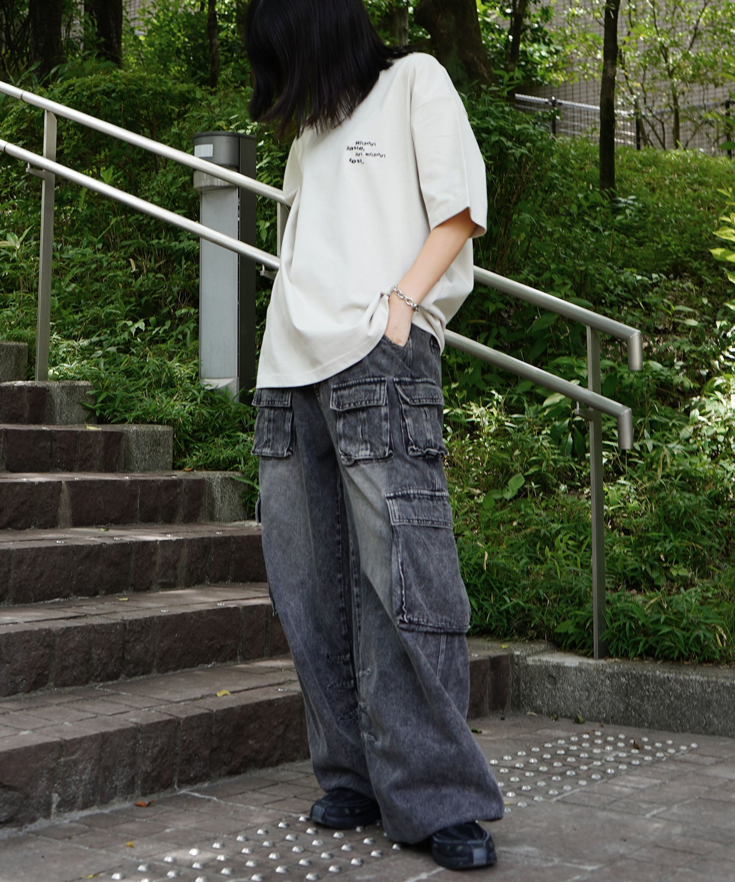 25SS ビッグシルエット プレーティング グラフィック プリント 半袖Tシャツ