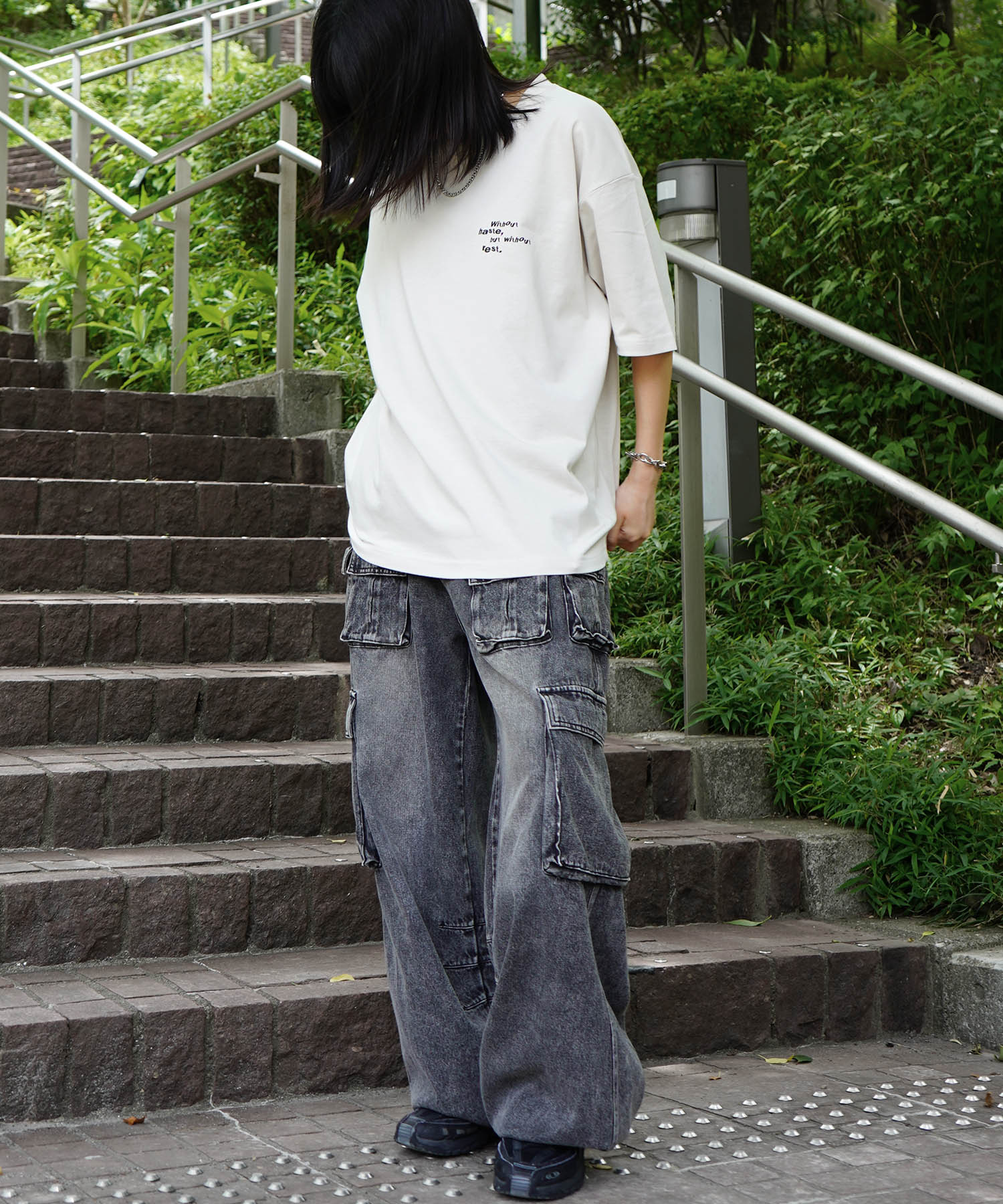25SS ビッグシルエット プレーティング グラフィック プリント 半袖Tシャツ