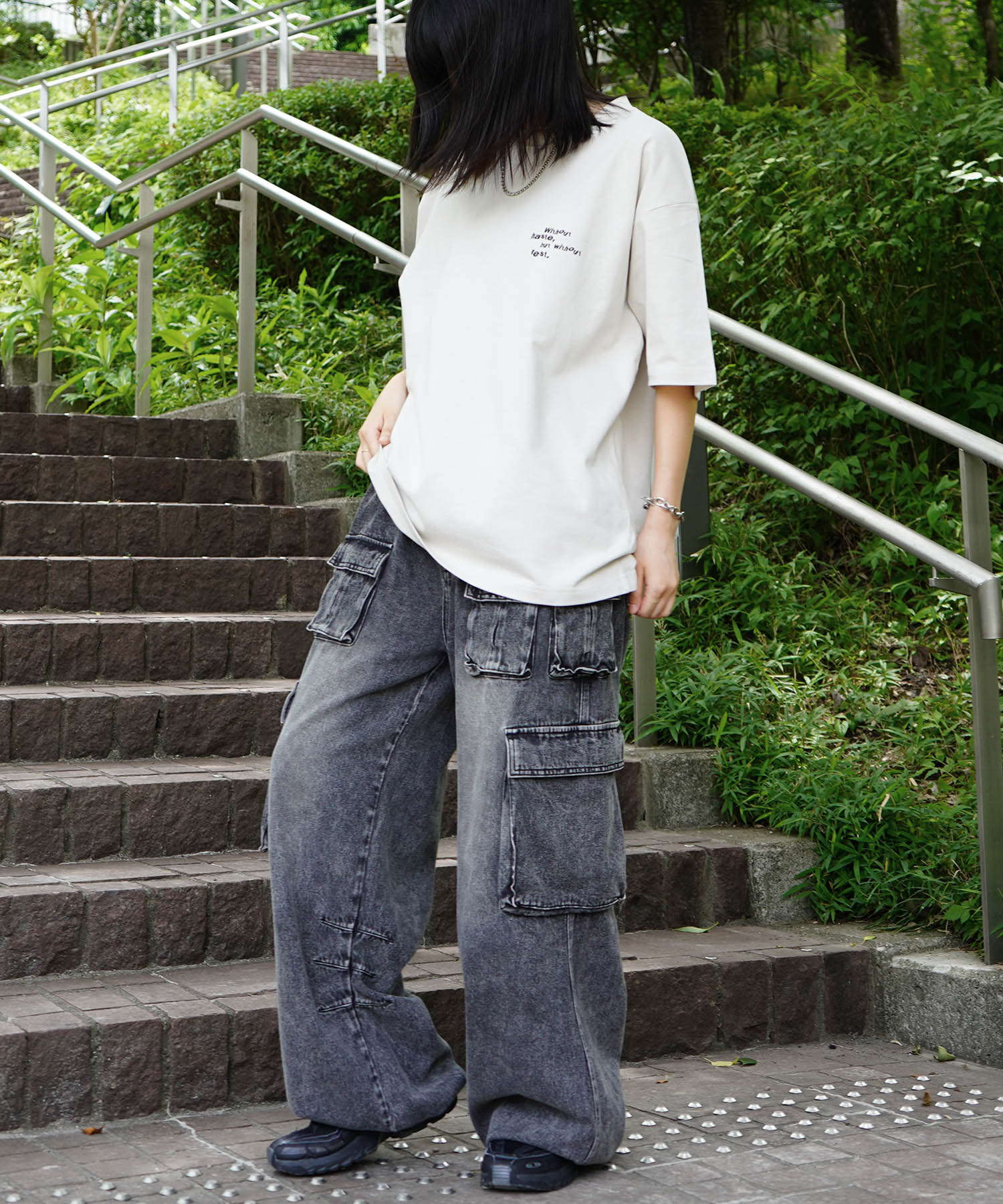 25SS ビッグシルエット プレーティング グラフィック プリント 半袖Tシャツ