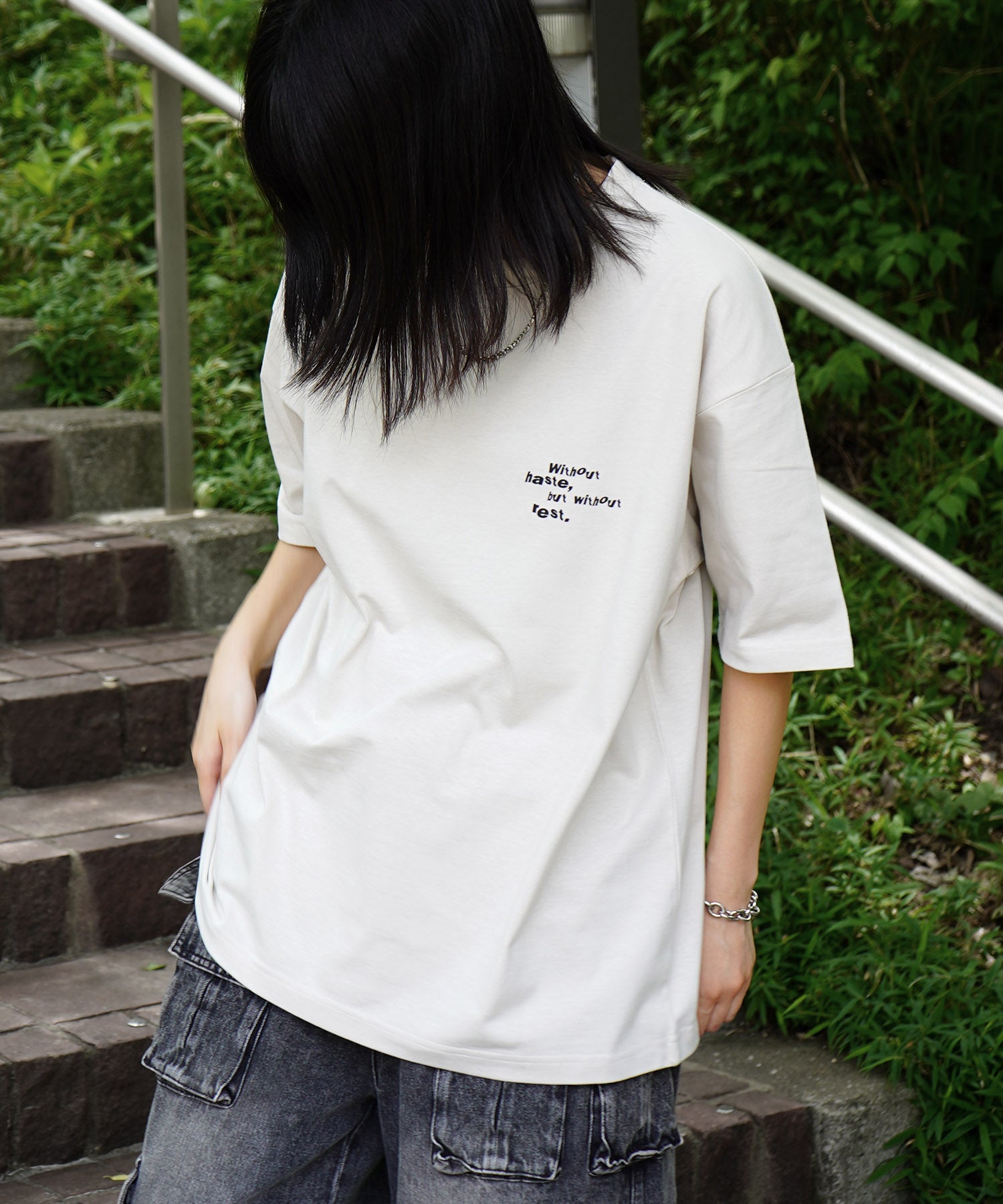 25SS ビッグシルエット プレーティング グラフィック プリント 半袖Tシャツ