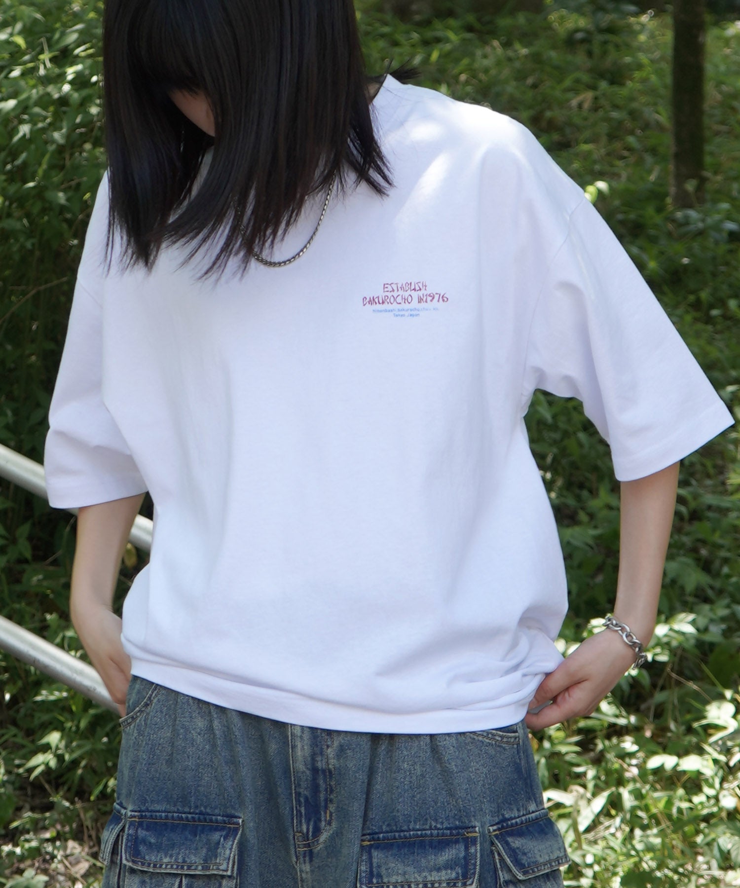 25SS ビッグシルエット "馬喰飯店" 中華メニュー バックプリント半袖Tシャツ