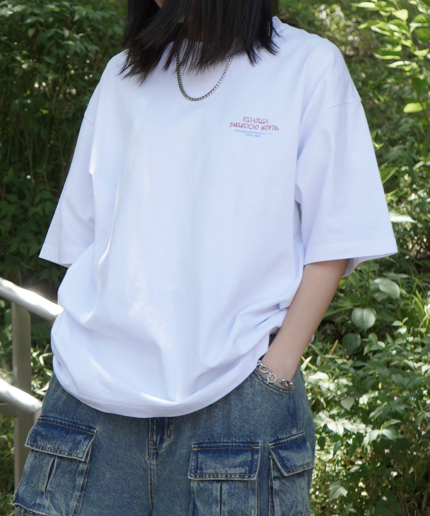 25SS ビッグシルエット "馬喰飯店" 中華メニュー バックプリント半袖Tシャツ