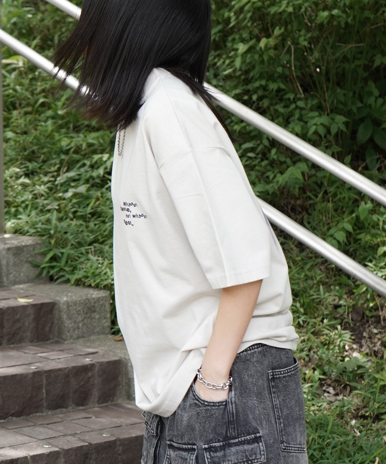 25SS ビッグシルエット プレーティング グラフィック プリント 半袖Tシャツ