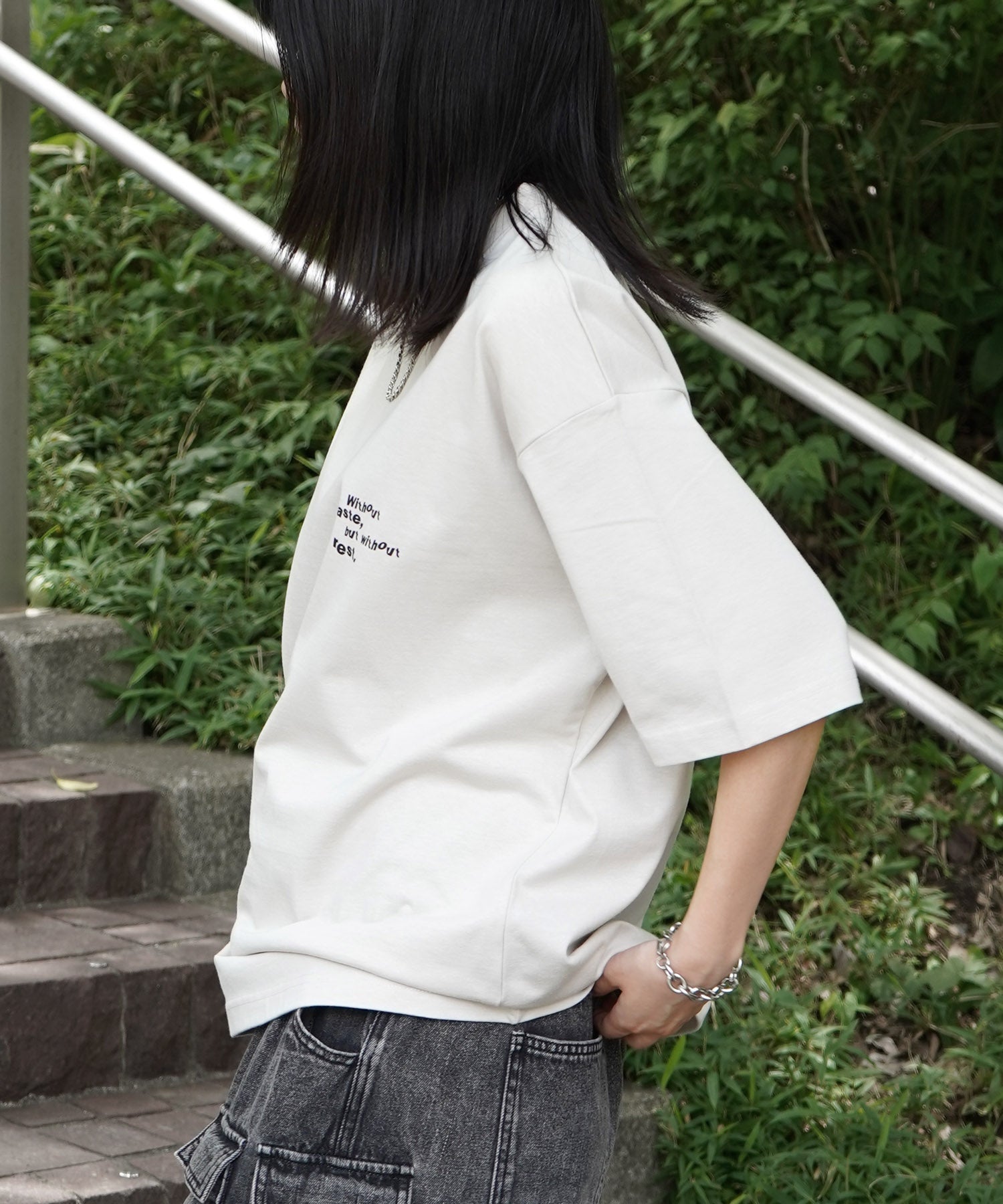 25SS ビッグシルエット プレーティング グラフィック プリント 半袖Tシャツ