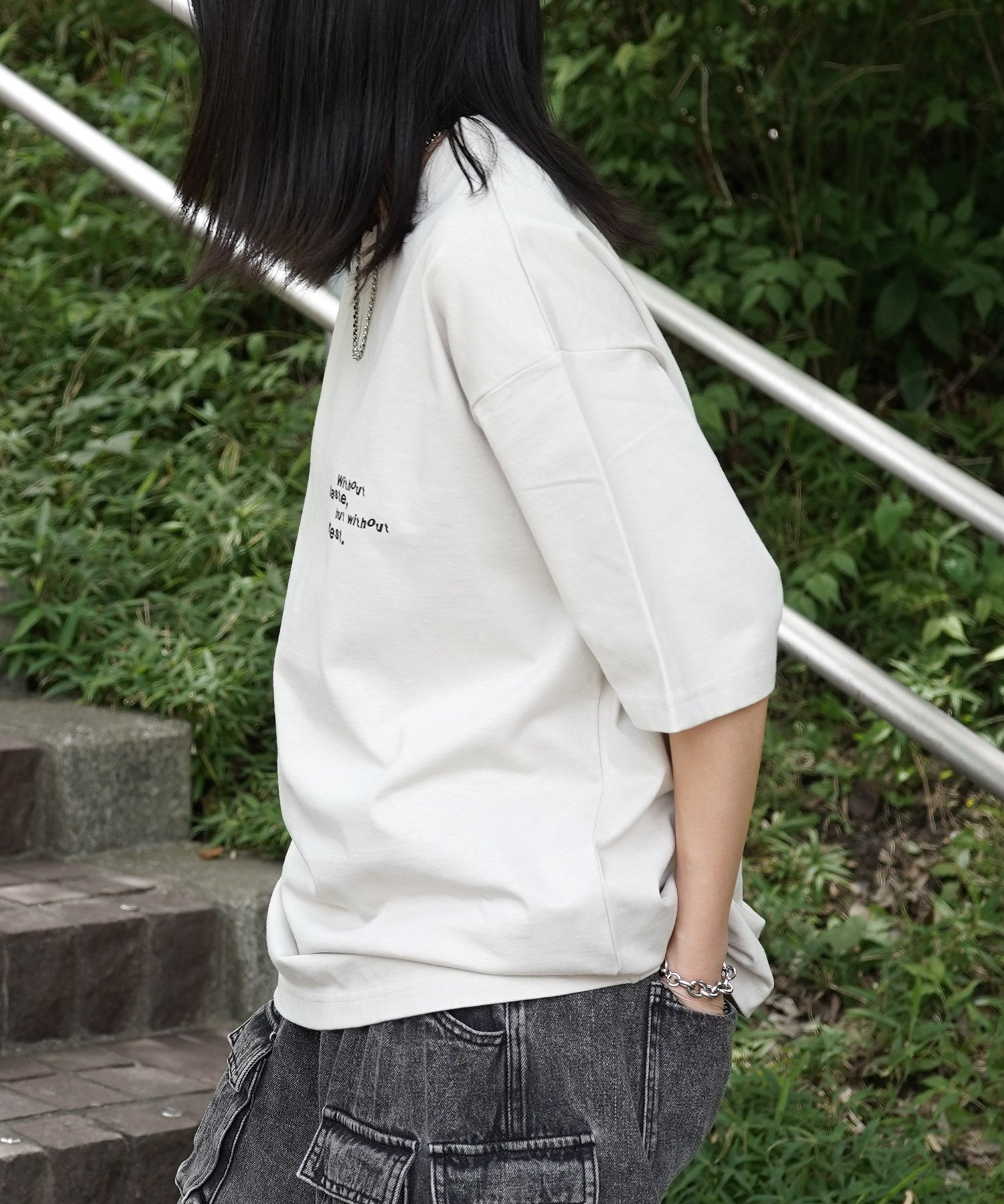 25SS ビッグシルエット プレーティング グラフィック プリント 半袖Tシャツ