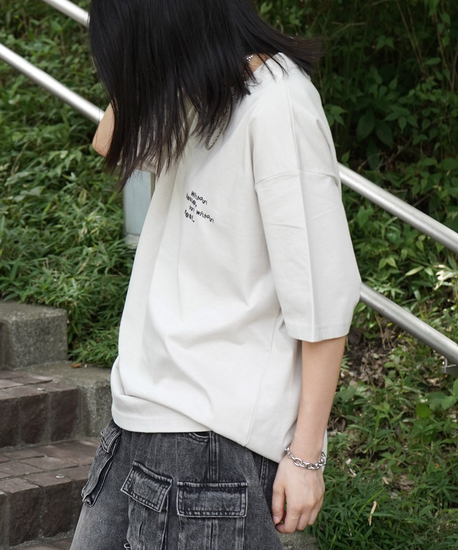 25SS ビッグシルエット プレーティング グラフィック プリント 半袖Tシャツ