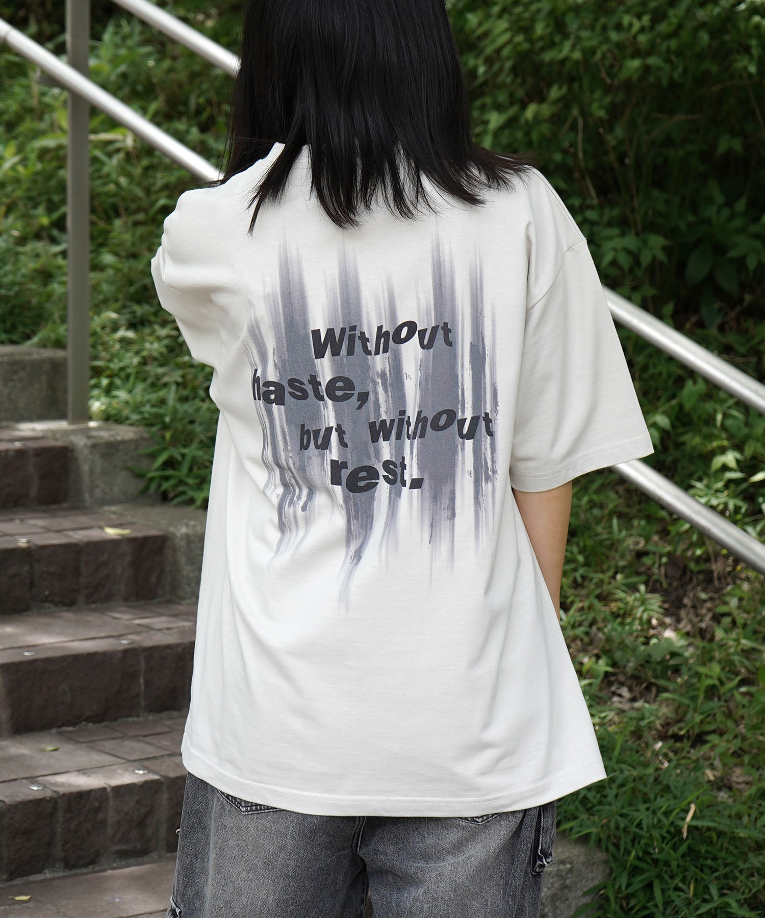 25SS ビッグシルエット プレーティング グラフィック プリント 半袖Tシャツ