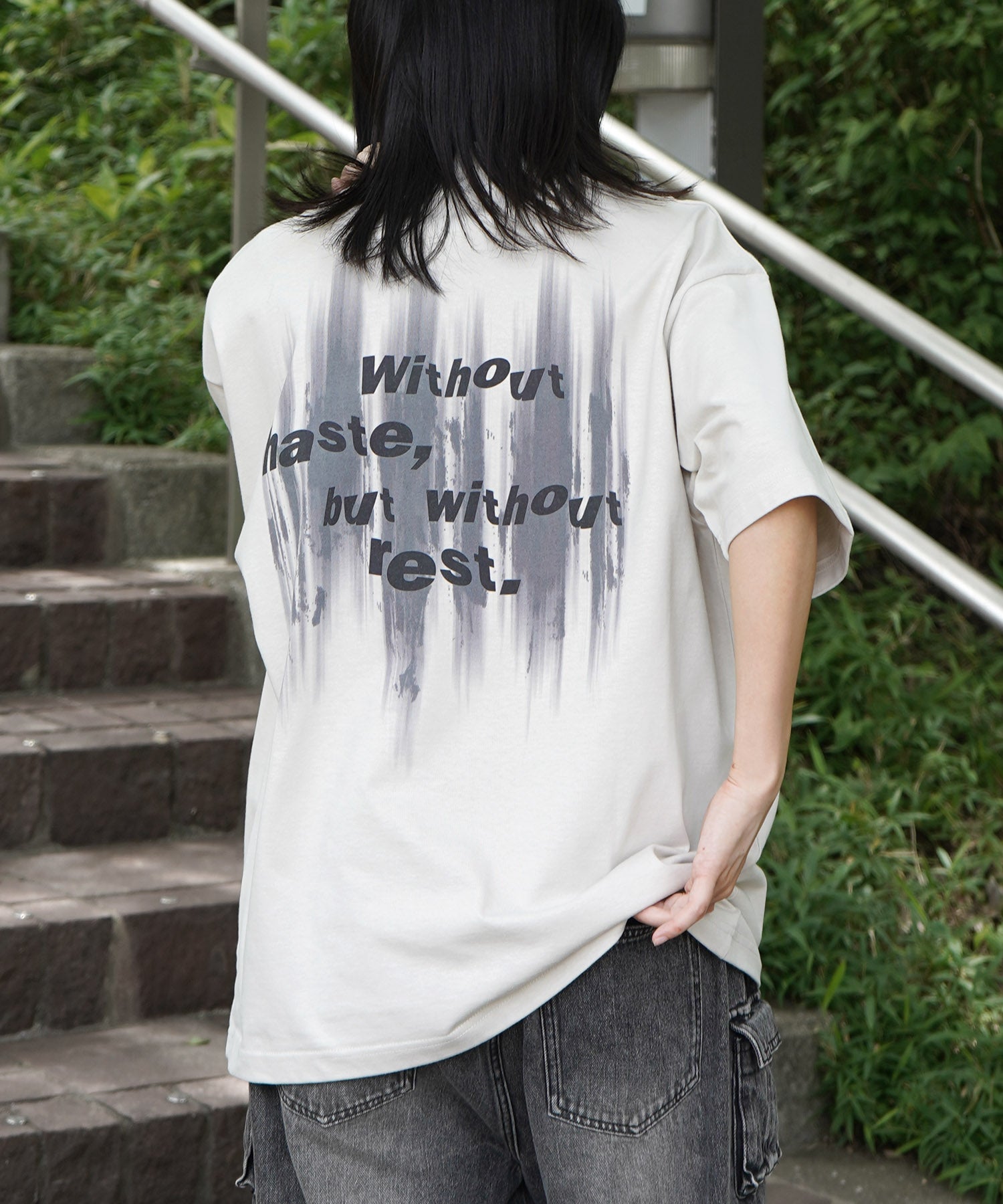 25SS ビッグシルエット プレーティング グラフィック プリント 半袖Tシャツ