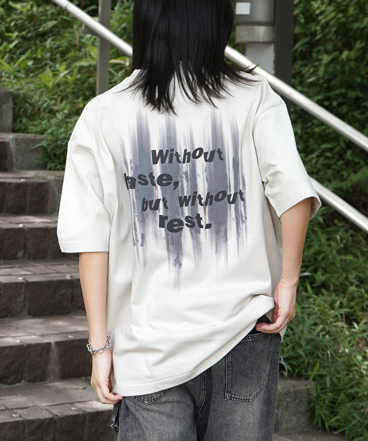 25SS ビッグシルエット プレーティング グラフィック プリント 半袖Tシャツ