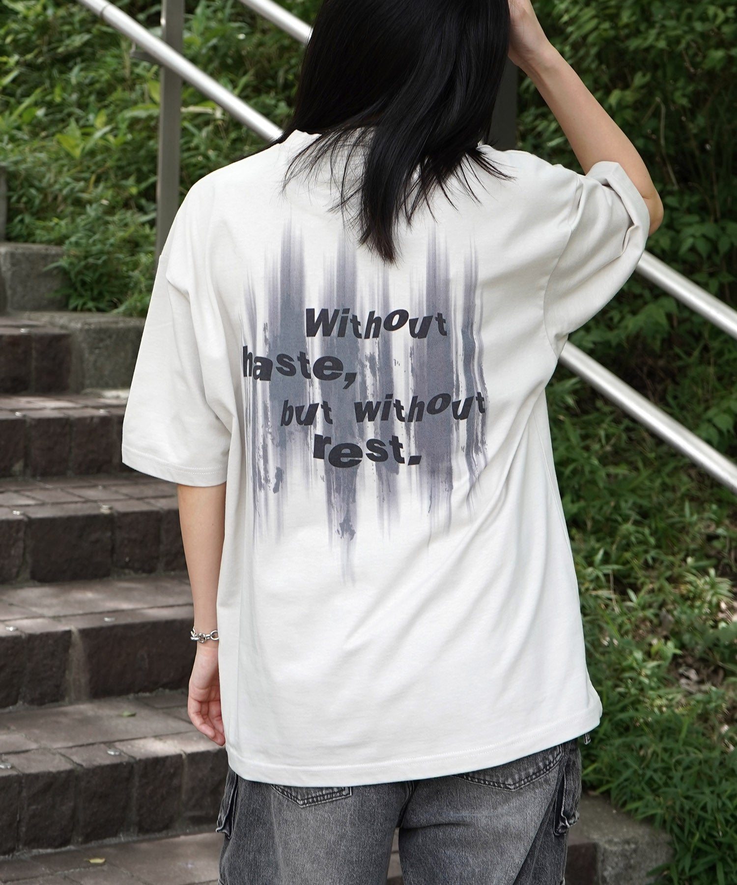 25SS ビッグシルエット プレーティング グラフィック プリント 半袖Tシャツ