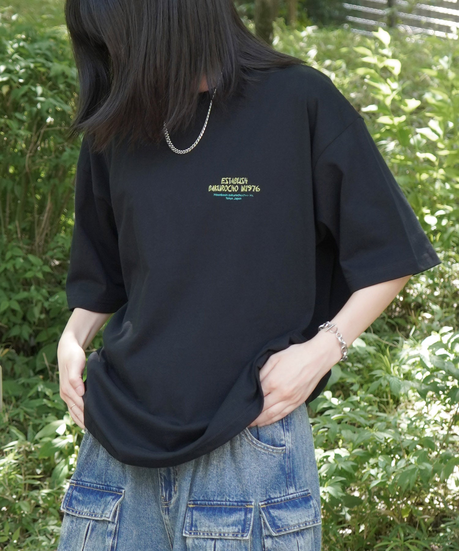 25SS ビッグシルエット "馬喰飯店" 中華メニュー バックプリント半袖Tシャツ