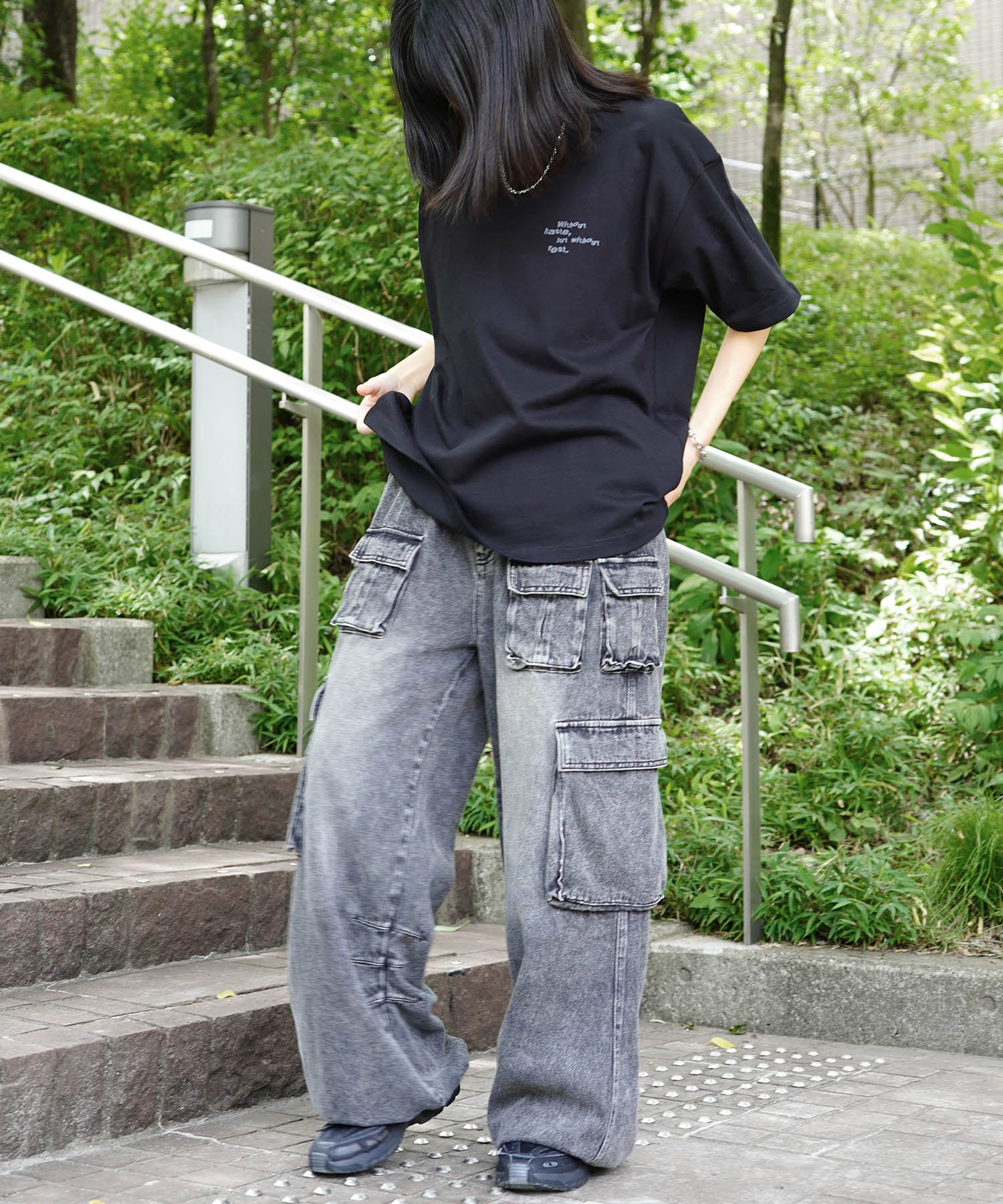 25SS ビッグシルエット プレーティング グラフィック プリント 半袖Tシャツ