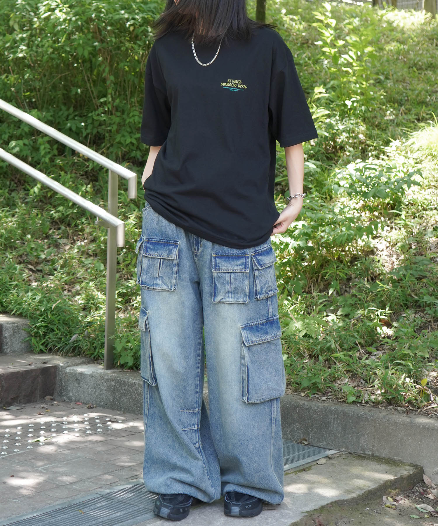 25SS ビッグシルエット "馬喰飯店" 中華メニュー バックプリント半袖Tシャツ
