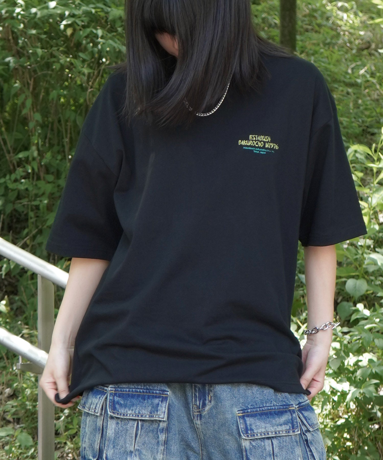 25SS ビッグシルエット "馬喰飯店" 中華メニュー バックプリント半袖Tシャツ