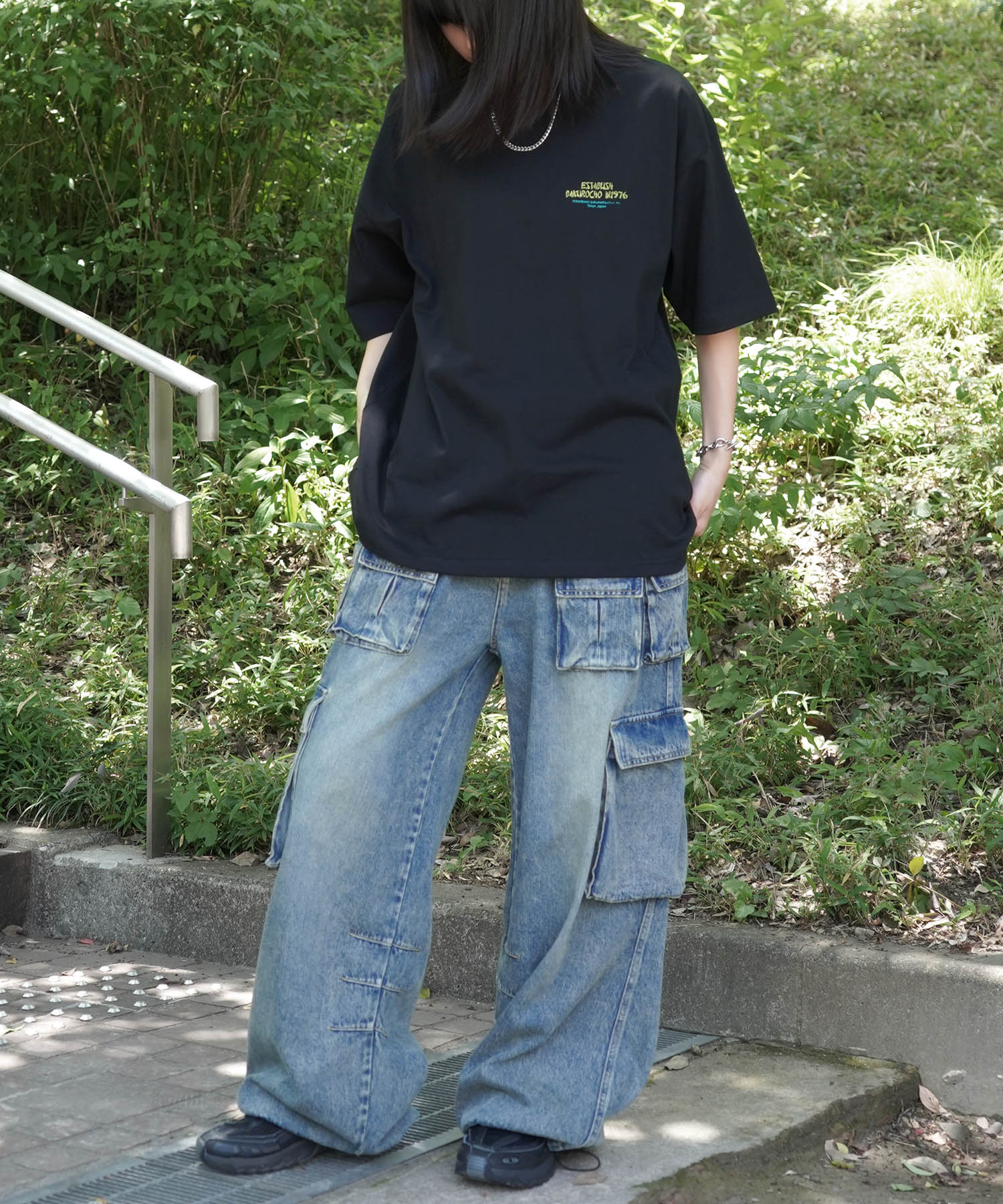 25SS ビッグシルエット "馬喰飯店" 中華メニュー バックプリント半袖Tシャツ