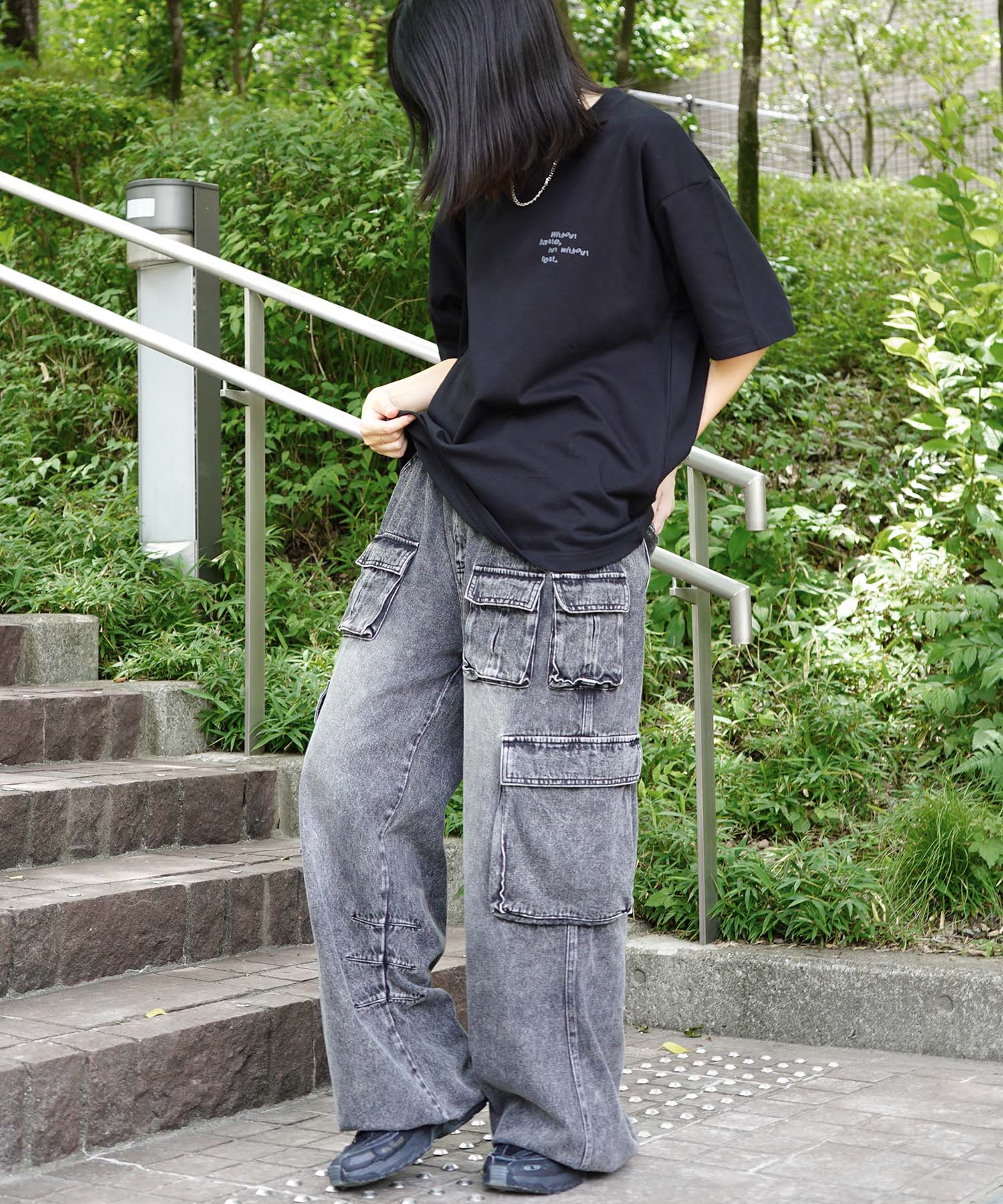 25SS ビッグシルエット プレーティング グラフィック プリント 半袖Tシャツ
