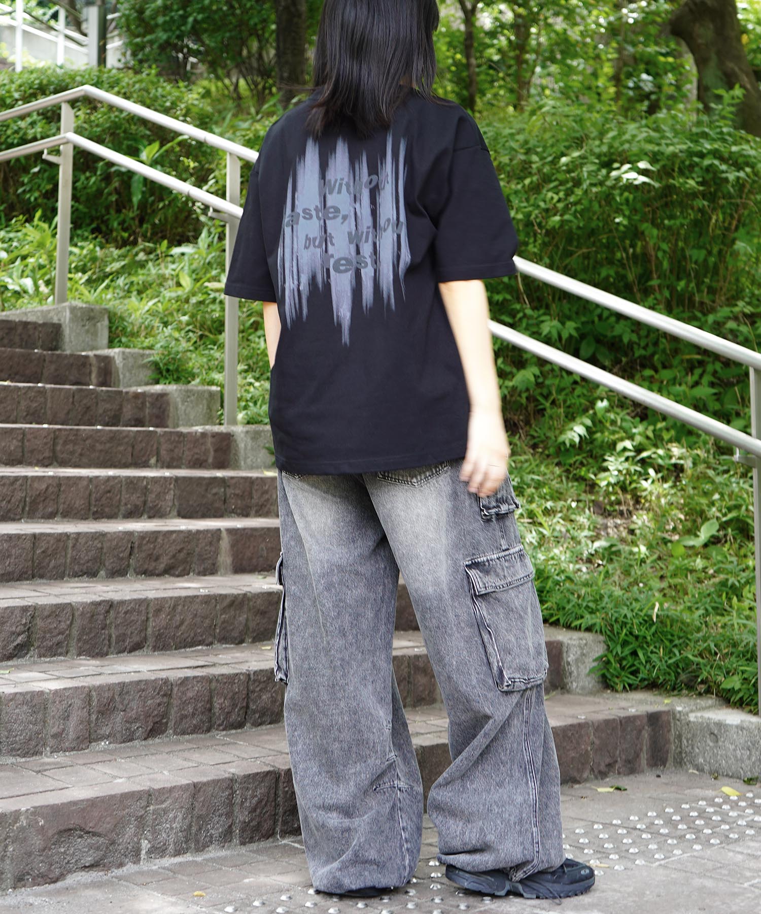 25SS ビッグシルエット プレーティング グラフィック プリント 半袖Tシャツ
