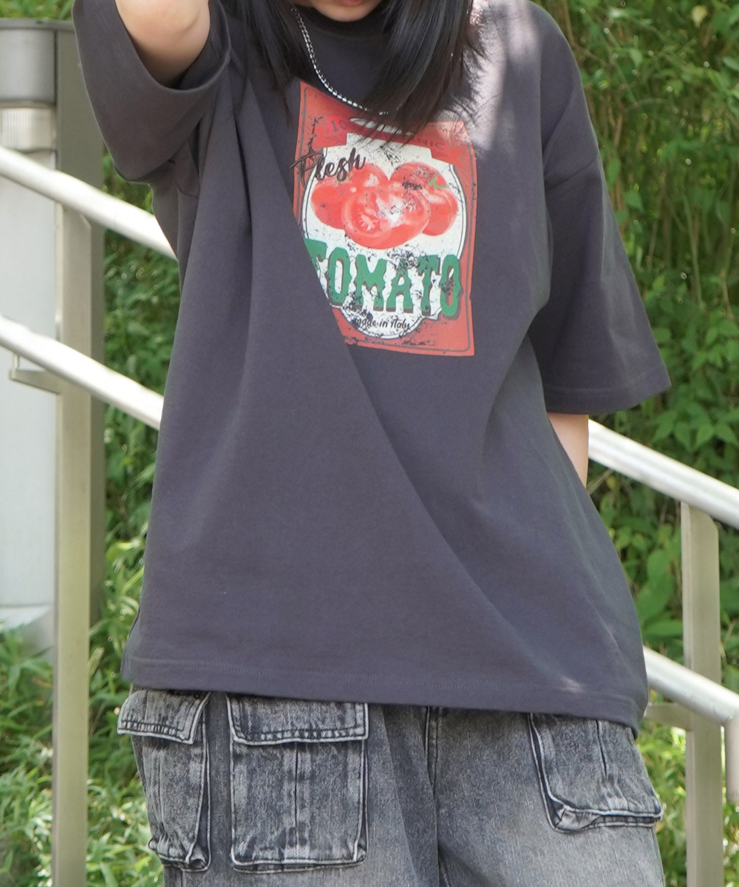 25SS ビッグシルエット 缶詰風イラストプリント 半袖Tシャツ
