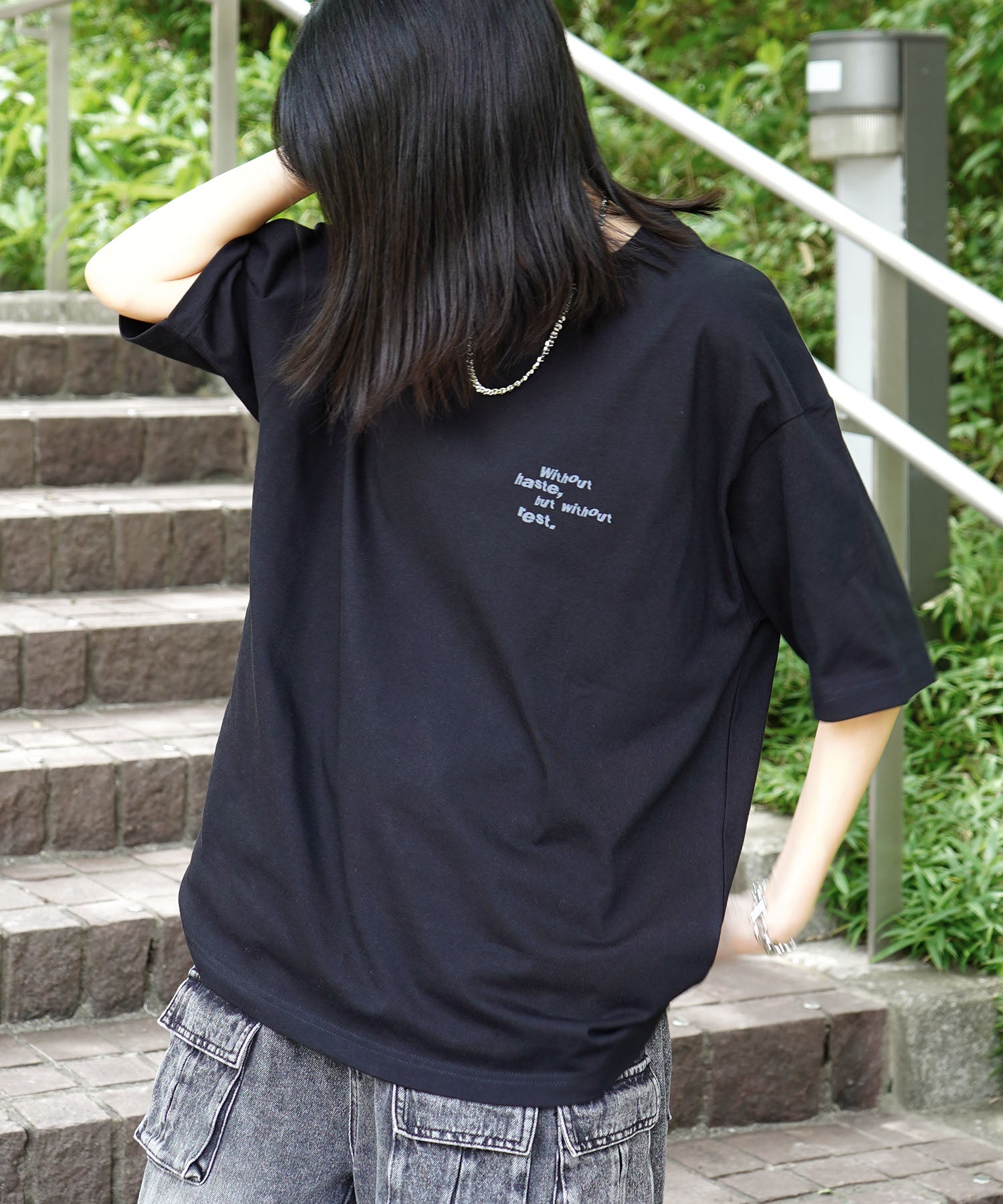 25SS ビッグシルエット プレーティング グラフィック プリント 半袖Tシャツ