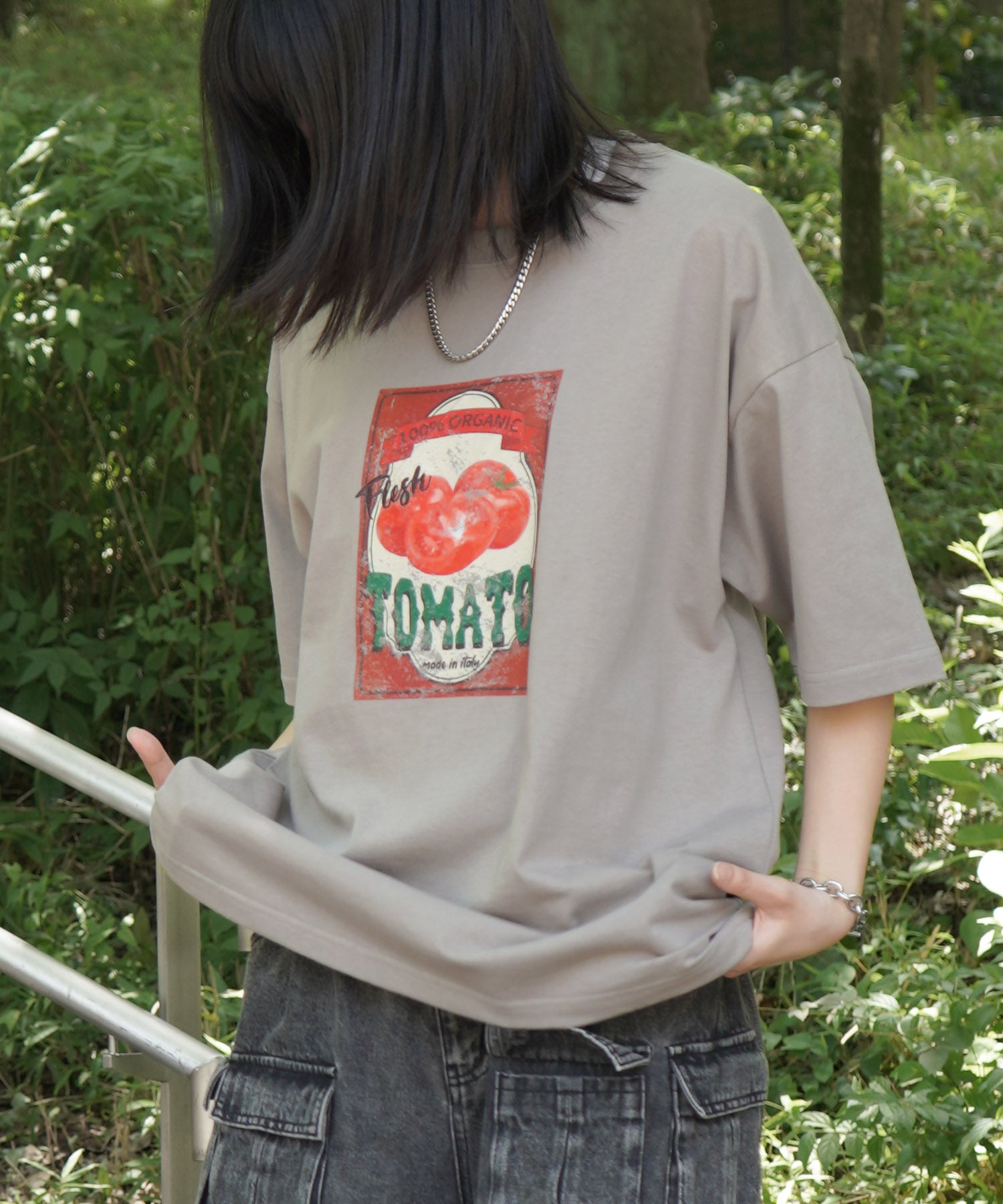 25SS ビッグシルエット 缶詰風イラストプリント 半袖Tシャツ