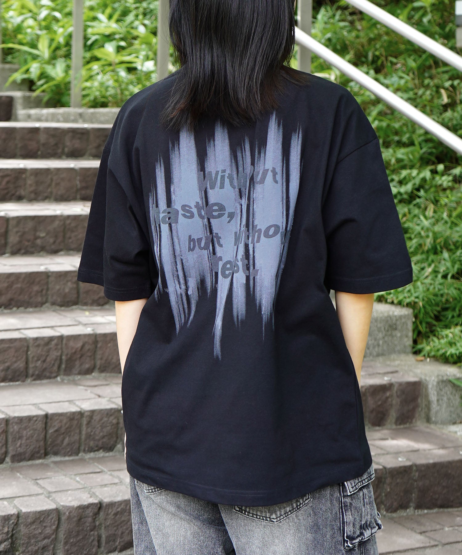 25SS ビッグシルエット プレーティング グラフィック プリント 半袖Tシャツ