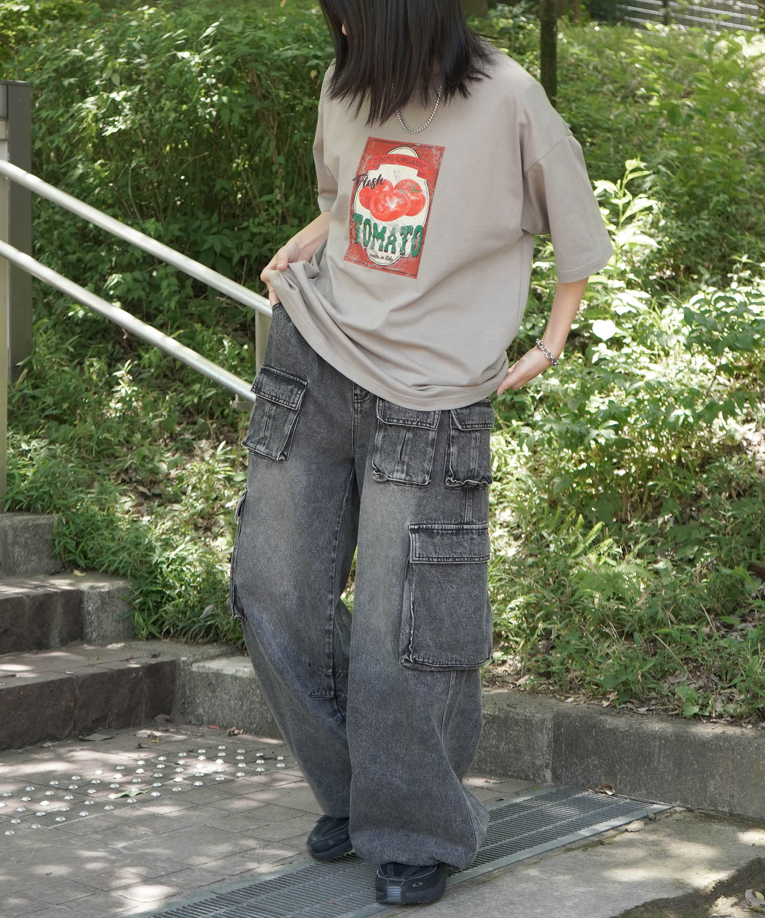 25SS ビッグシルエット 缶詰風イラストプリント 半袖Tシャツ