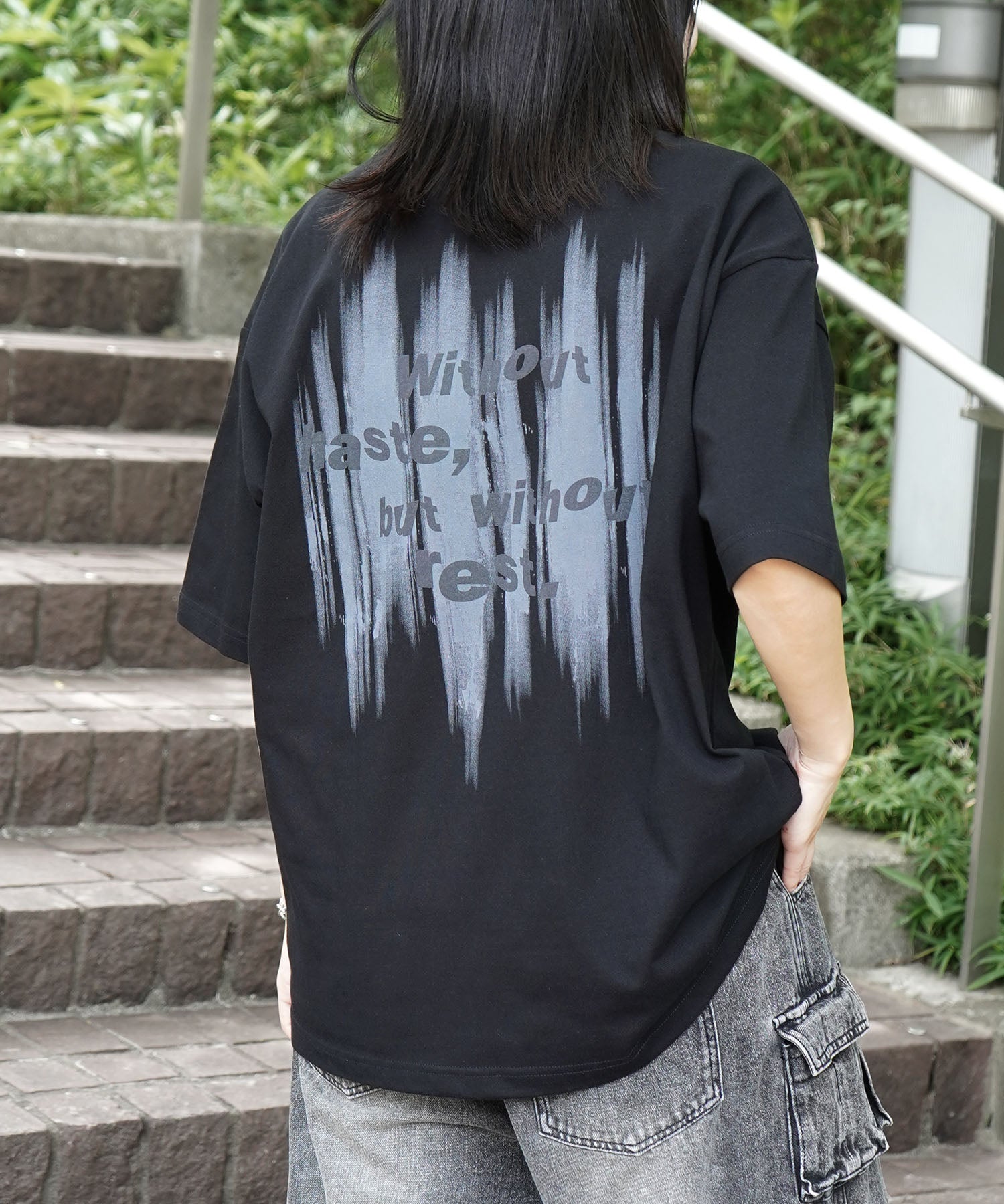 25SS ビッグシルエット プレーティング グラフィック プリント 半袖Tシャツ