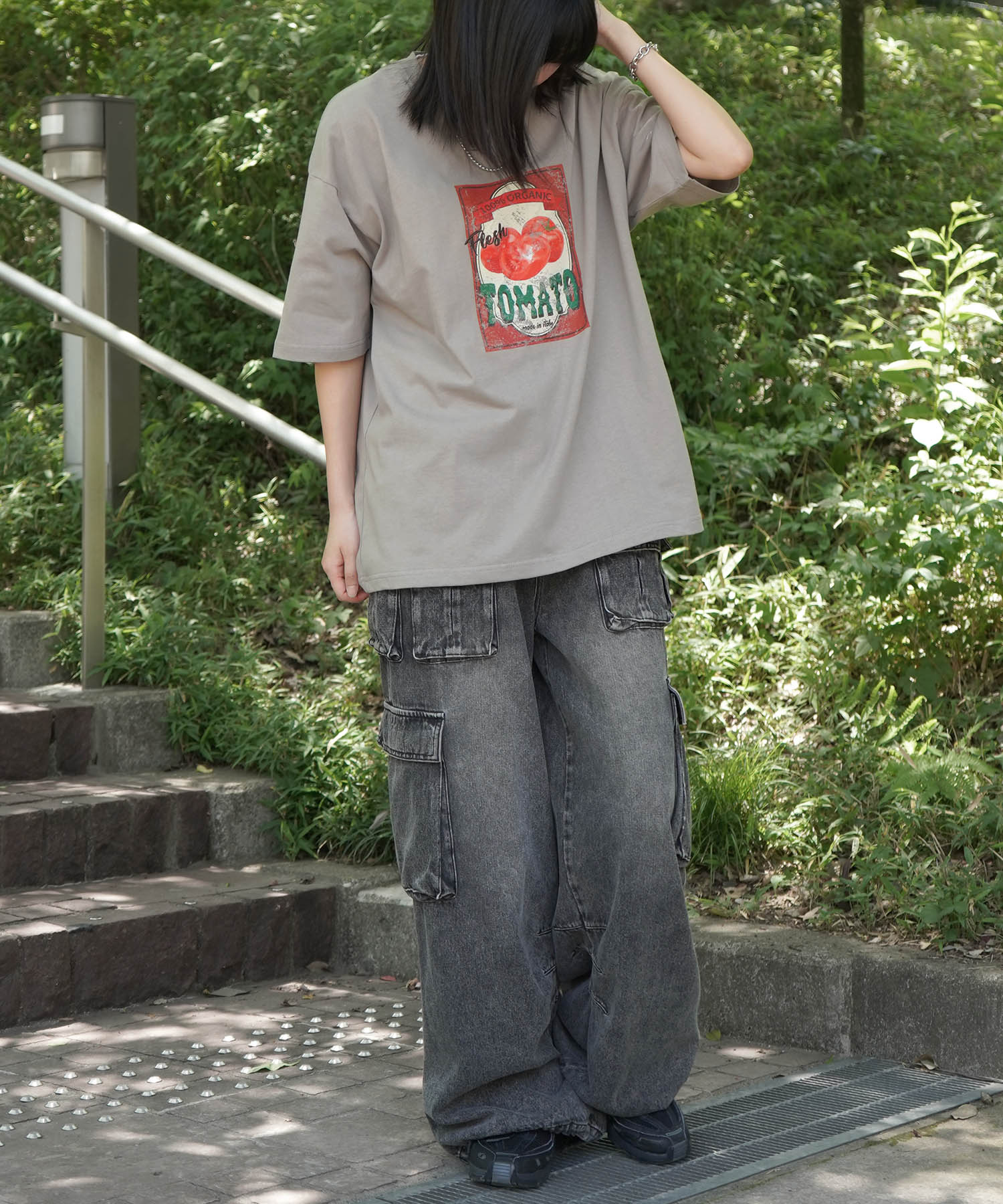 25SS ビッグシルエット 缶詰風イラストプリント 半袖Tシャツ