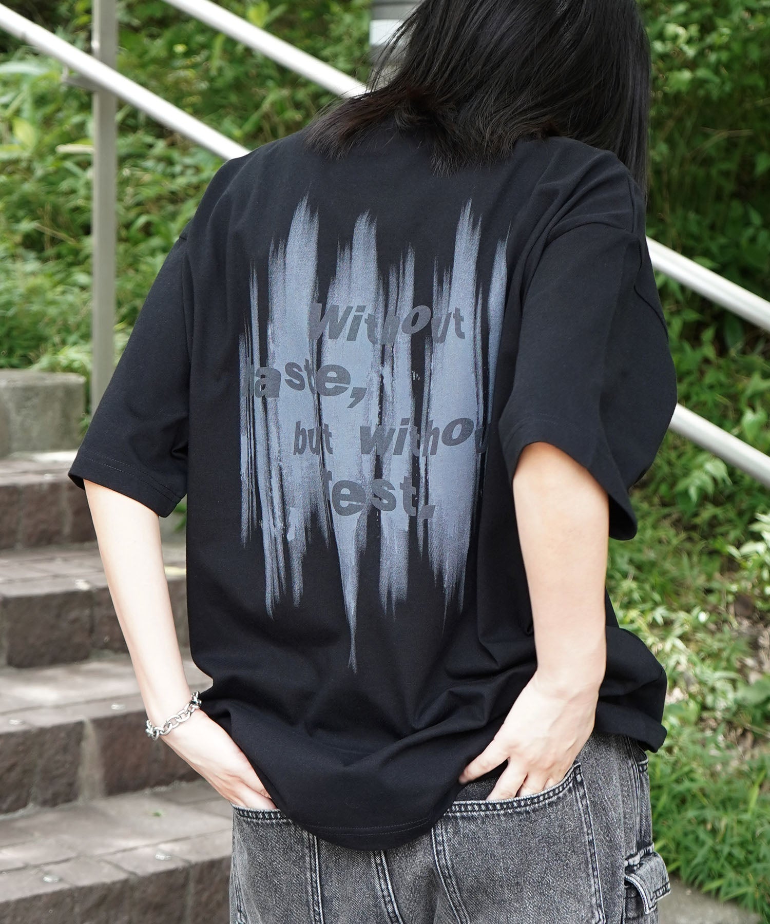 25SS ビッグシルエット プレーティング グラフィック プリント 半袖Tシャツ