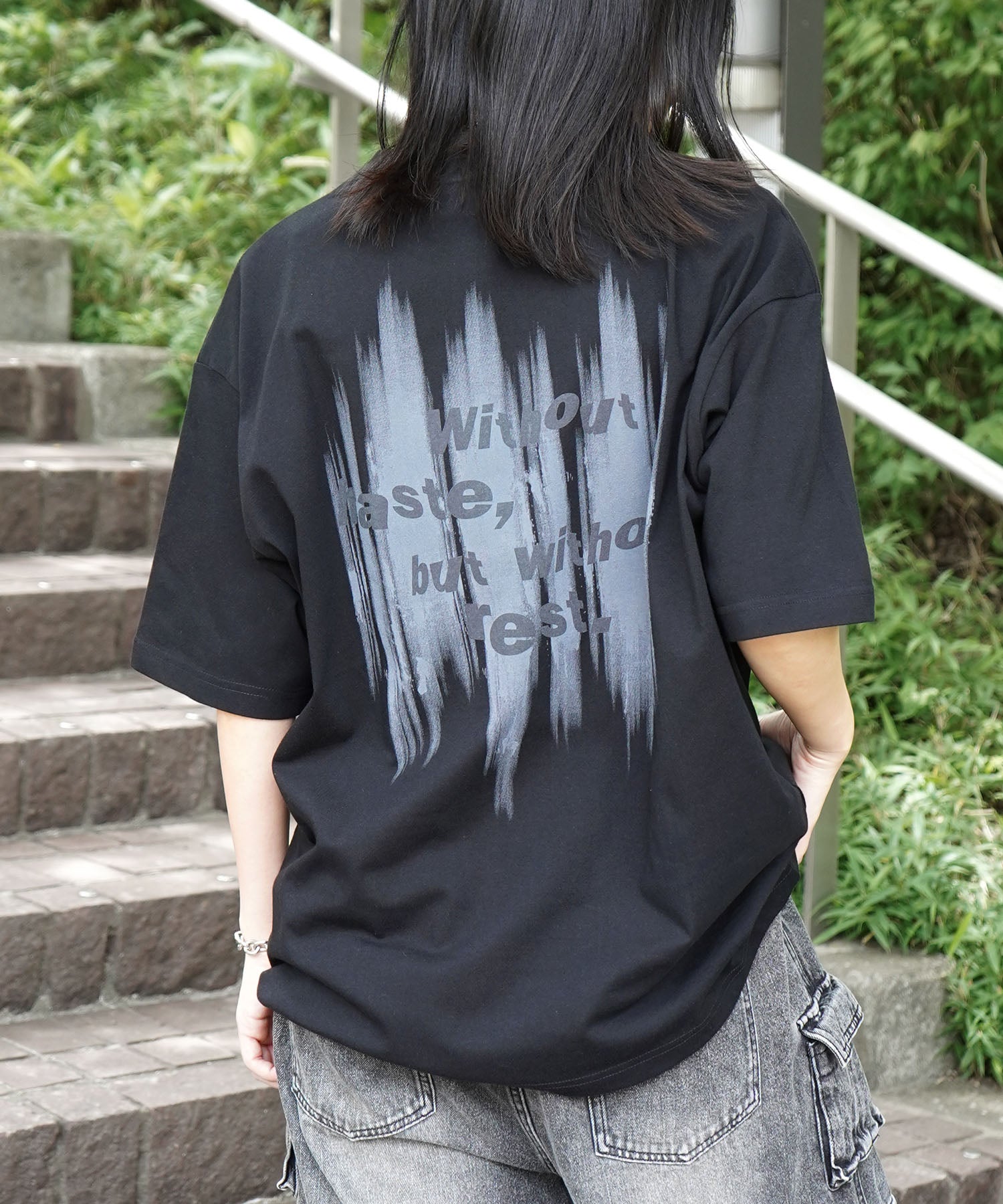 25SS ビッグシルエット プレーティング グラフィック プリント 半袖Tシャツ