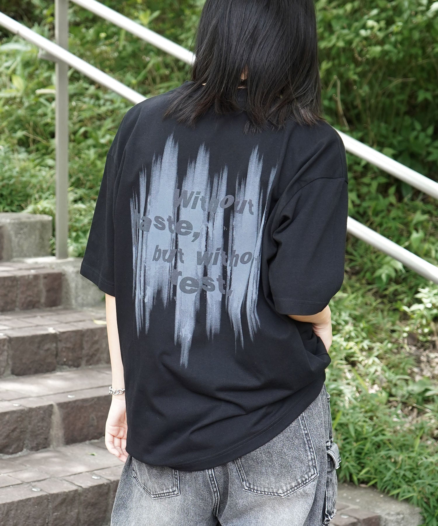 25SS ビッグシルエット プレーティング グラフィック プリント 半袖Tシャツ