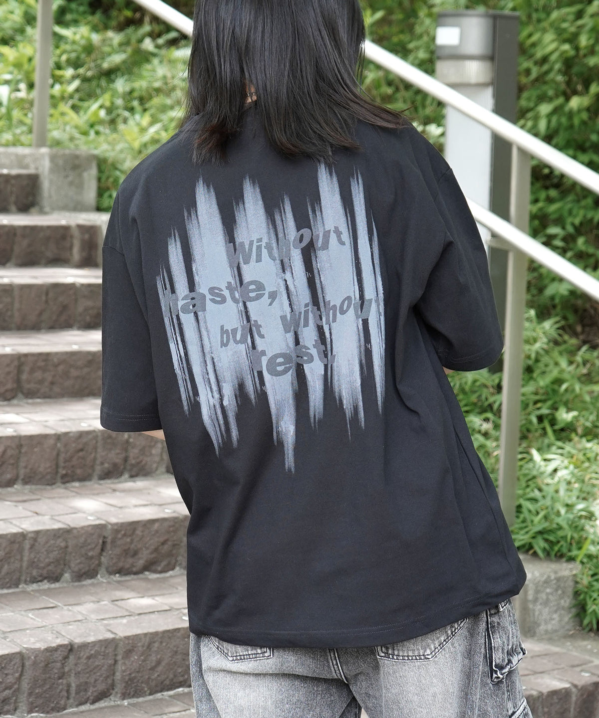 25SS ビッグシルエット プレーティング グラフィック プリント 半袖Tシャツ