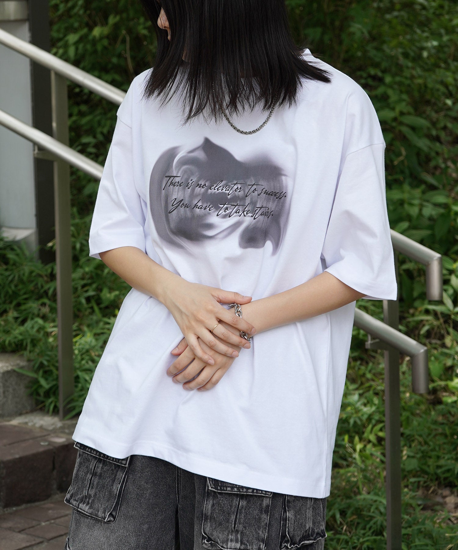 25SS ビッグシルエット プレーティング 半袖Tシャツ グラフィック プリント