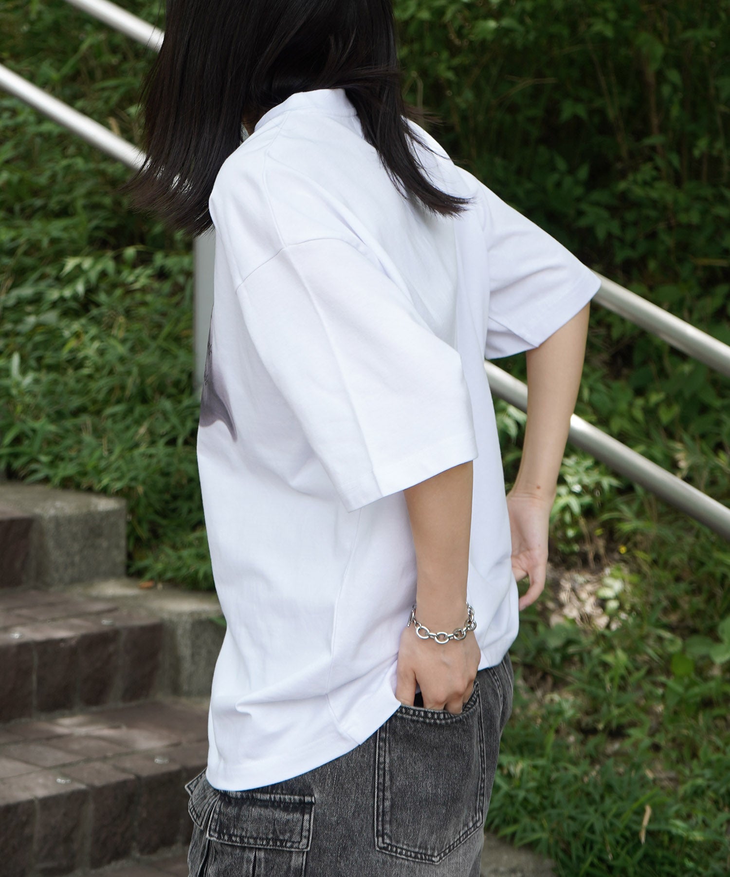 25SS ビッグシルエット プレーティング 半袖Tシャツ グラフィック プリント