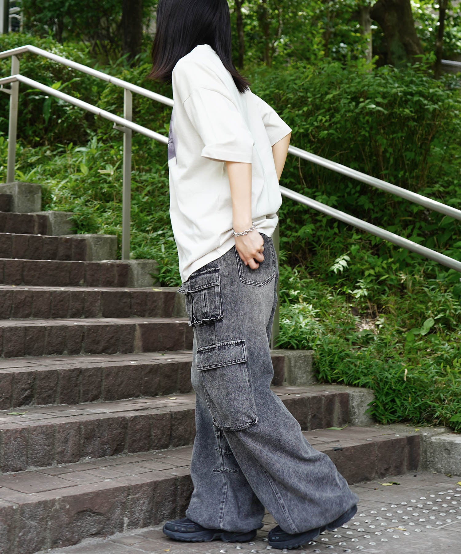 25SS ビッグシルエット プレーティング 半袖Tシャツ グラフィック プリント