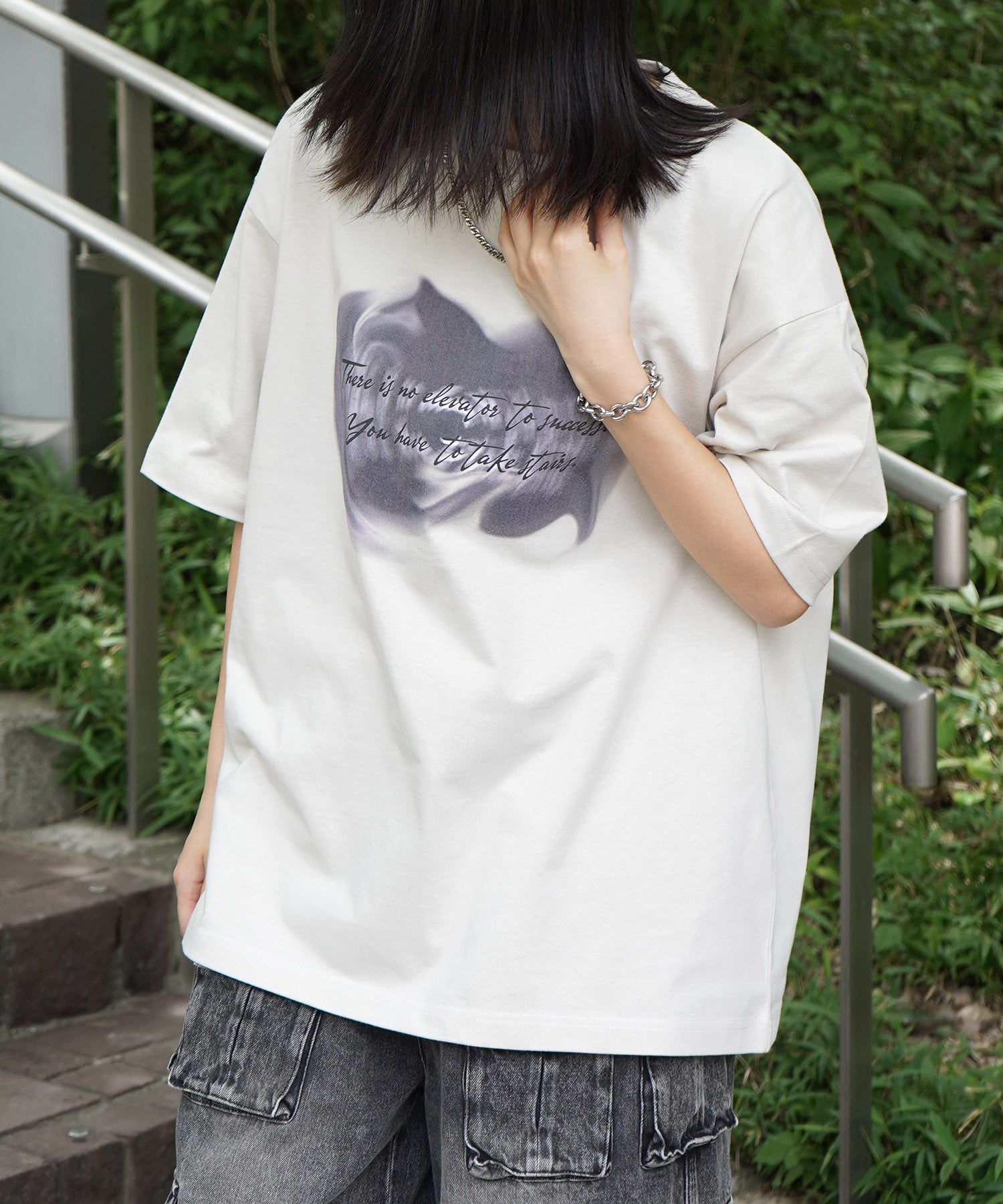 25SS ビッグシルエット プレーティング 半袖Tシャツ グラフィック プリント
