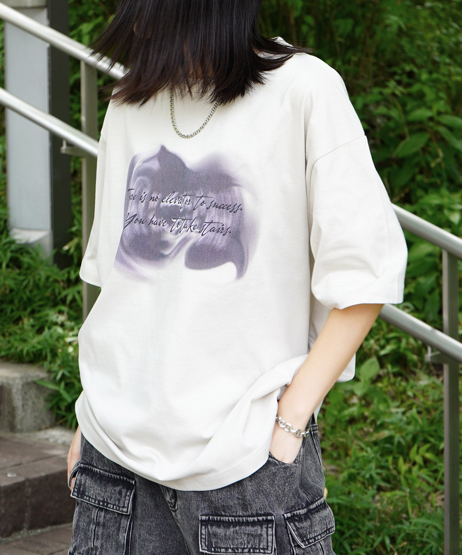 25SS ビッグシルエット プレーティング 半袖Tシャツ グラフィック プリント